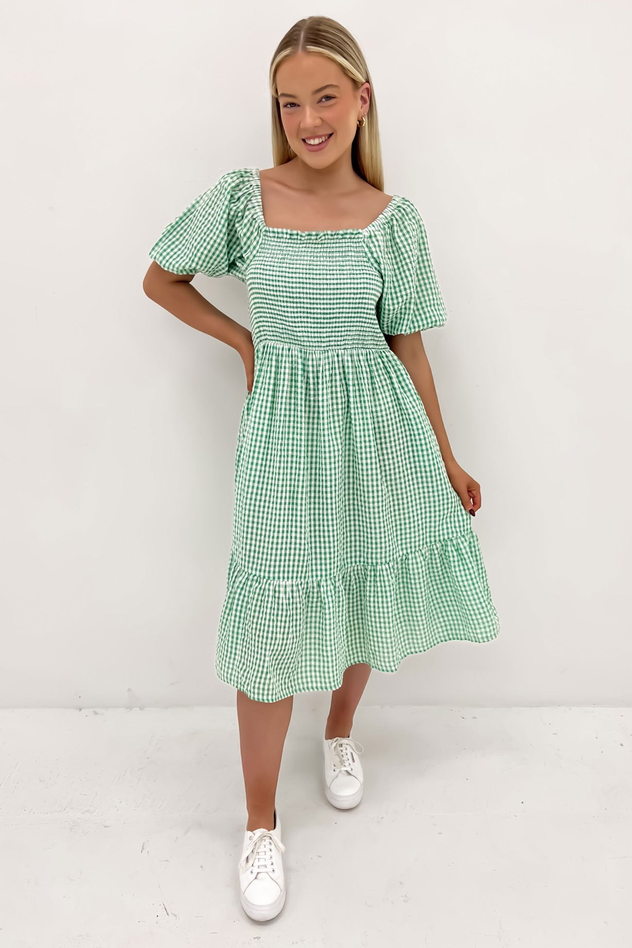 Marlee Midi Dress Green Gingham