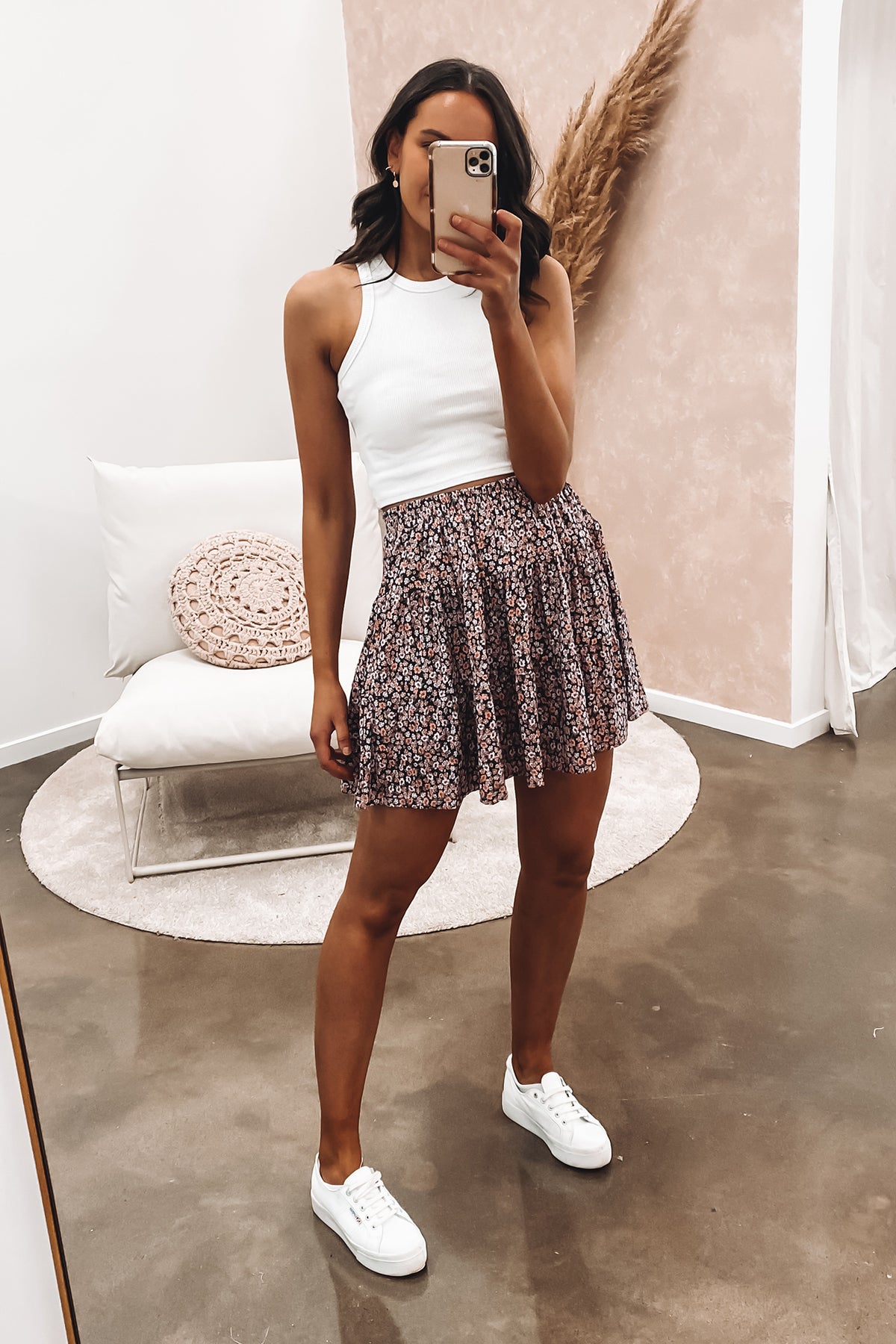 Floral on sale jersey skirt