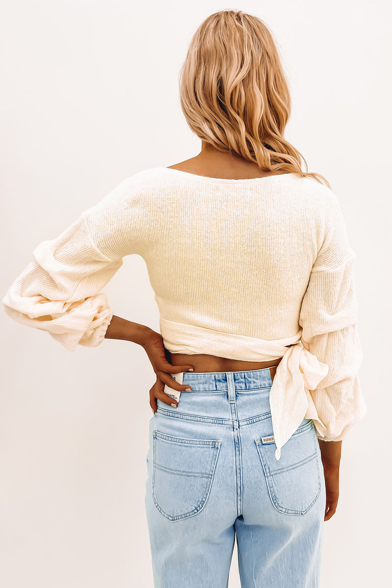 Marsha Shirt - Cropped Long Sleeve Button Up Shirt in White