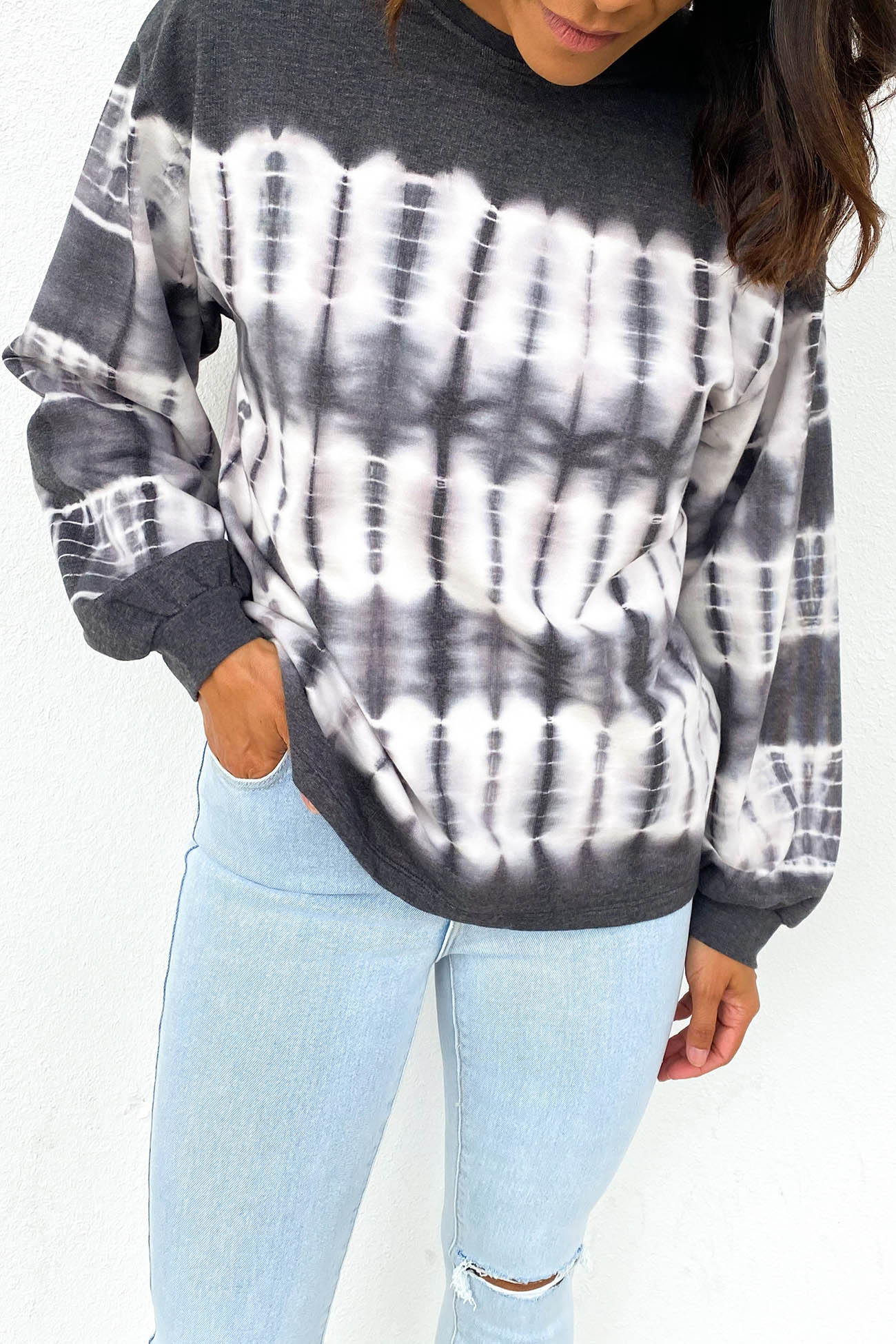 Masie Sweat Charcoal Tie Dye