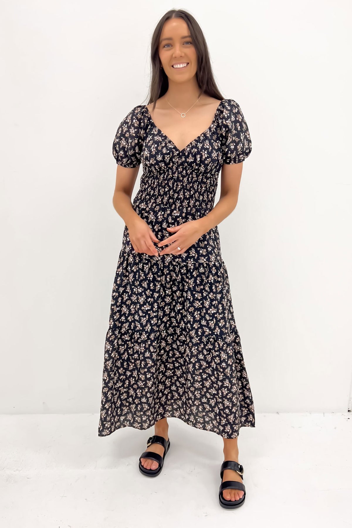 Maya Floral Maxi Dress Black - Jean Jail