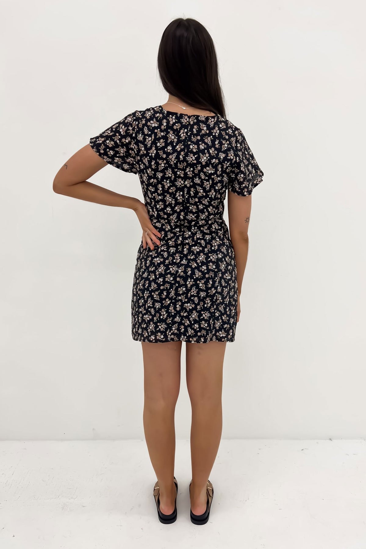 Maya Floral Mini Dress Black - Jean Jail