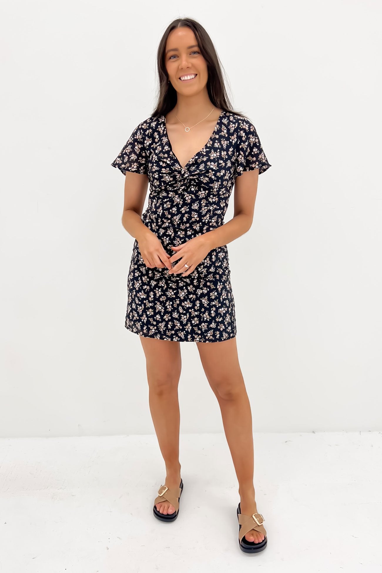 Maya Floral Mini Dress Black