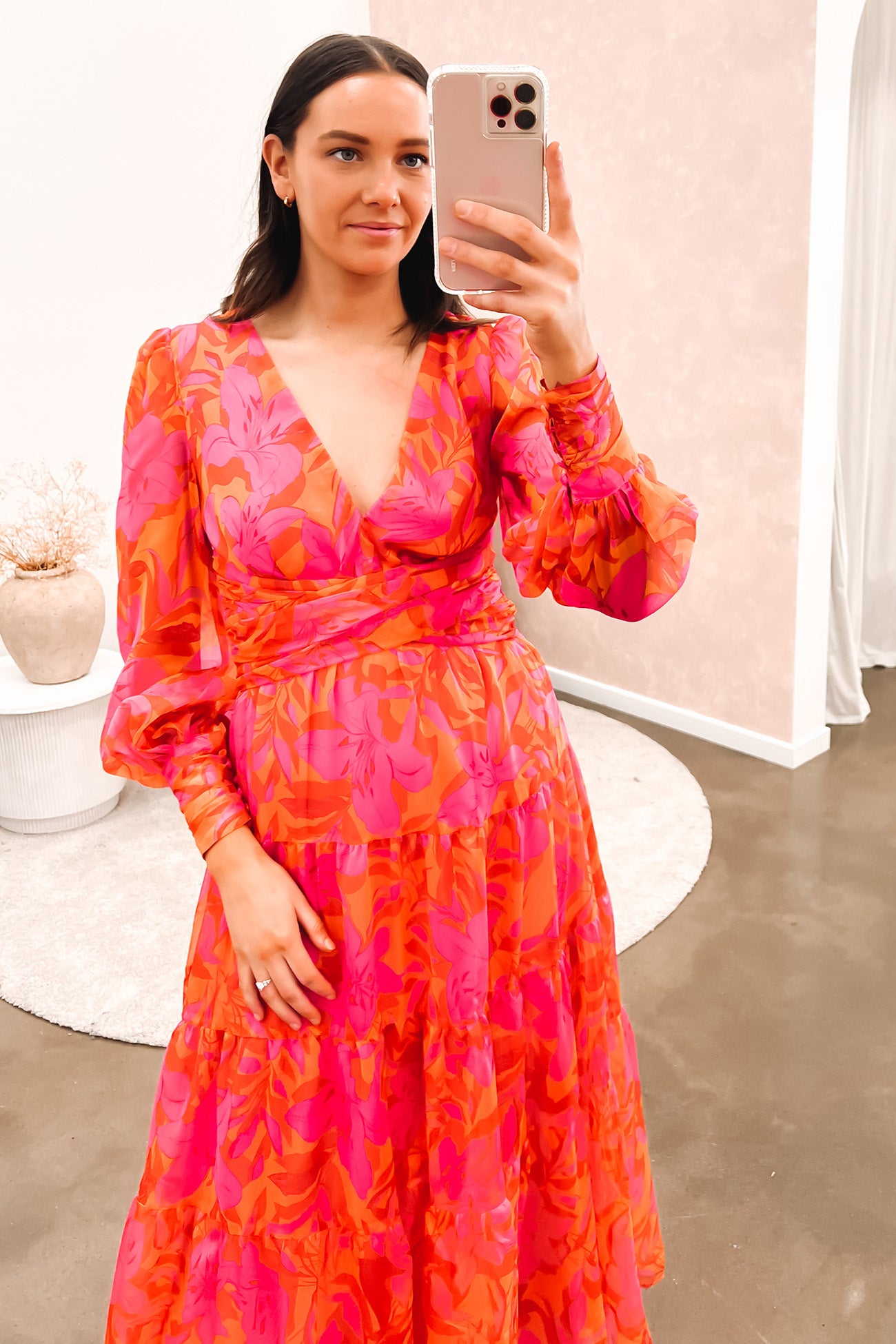 Mayes Maxi Dress Pink Orange