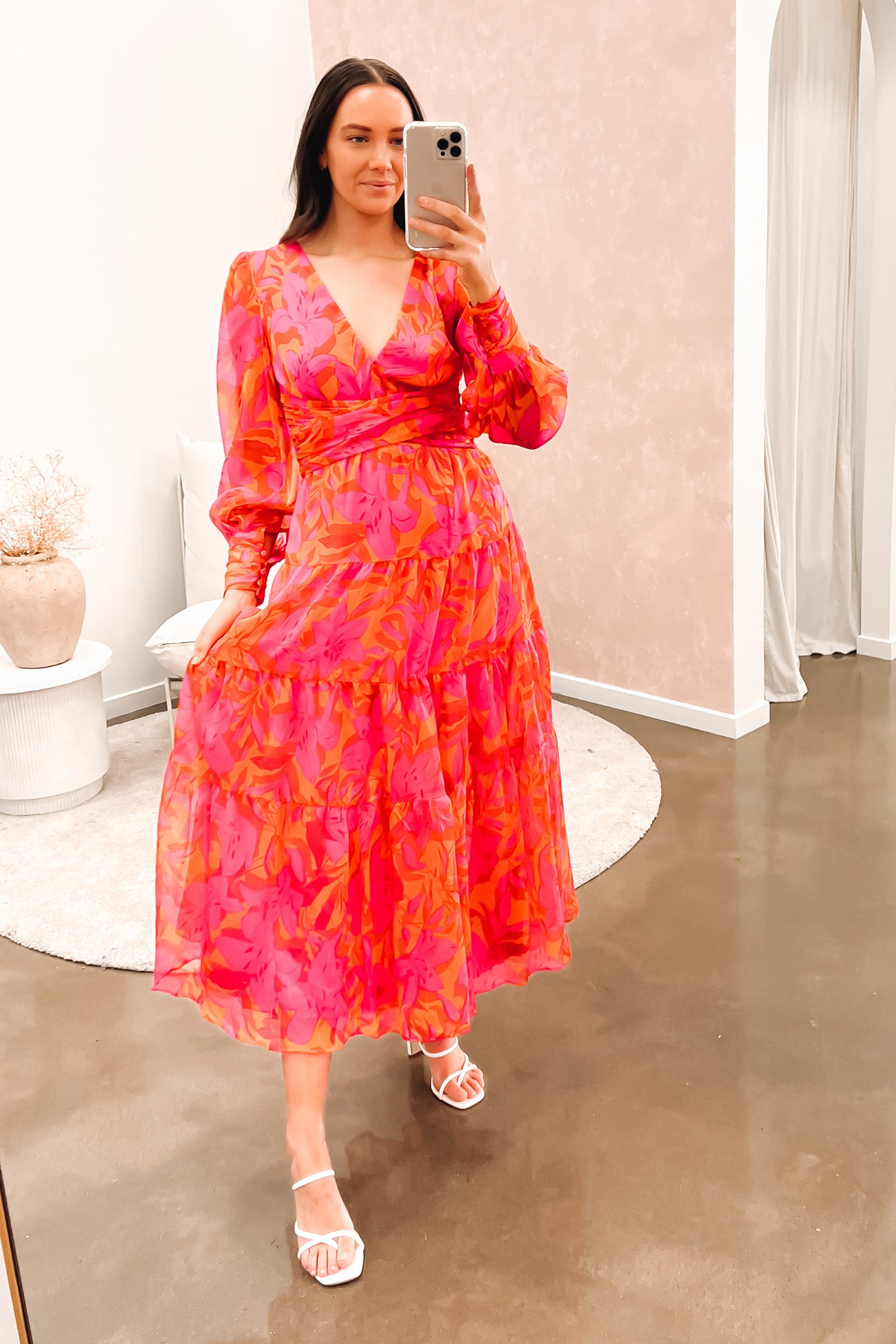 Mayes Maxi Dress Pink Orange