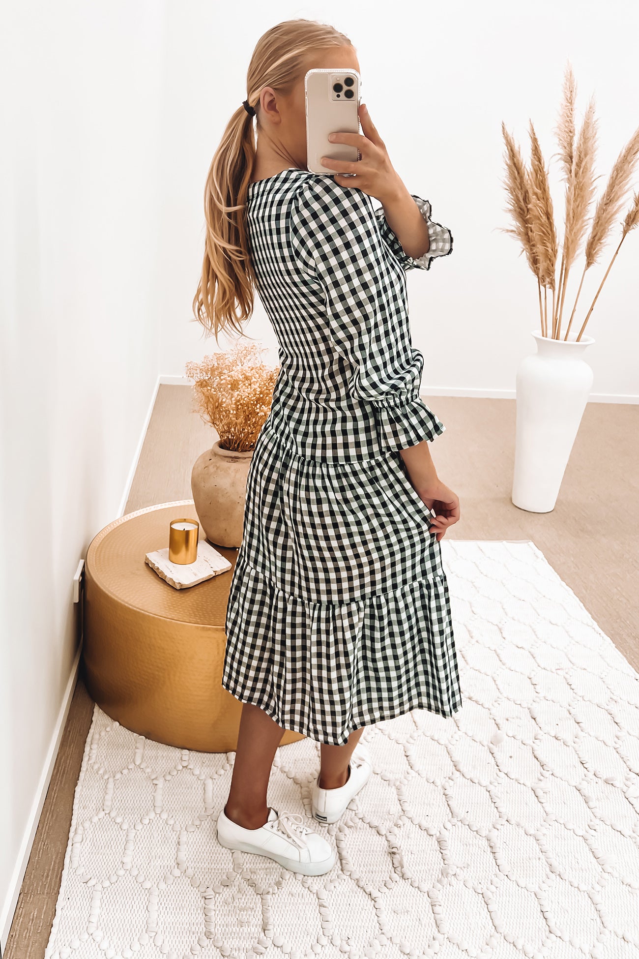 Meeka Midi Dress Black Check