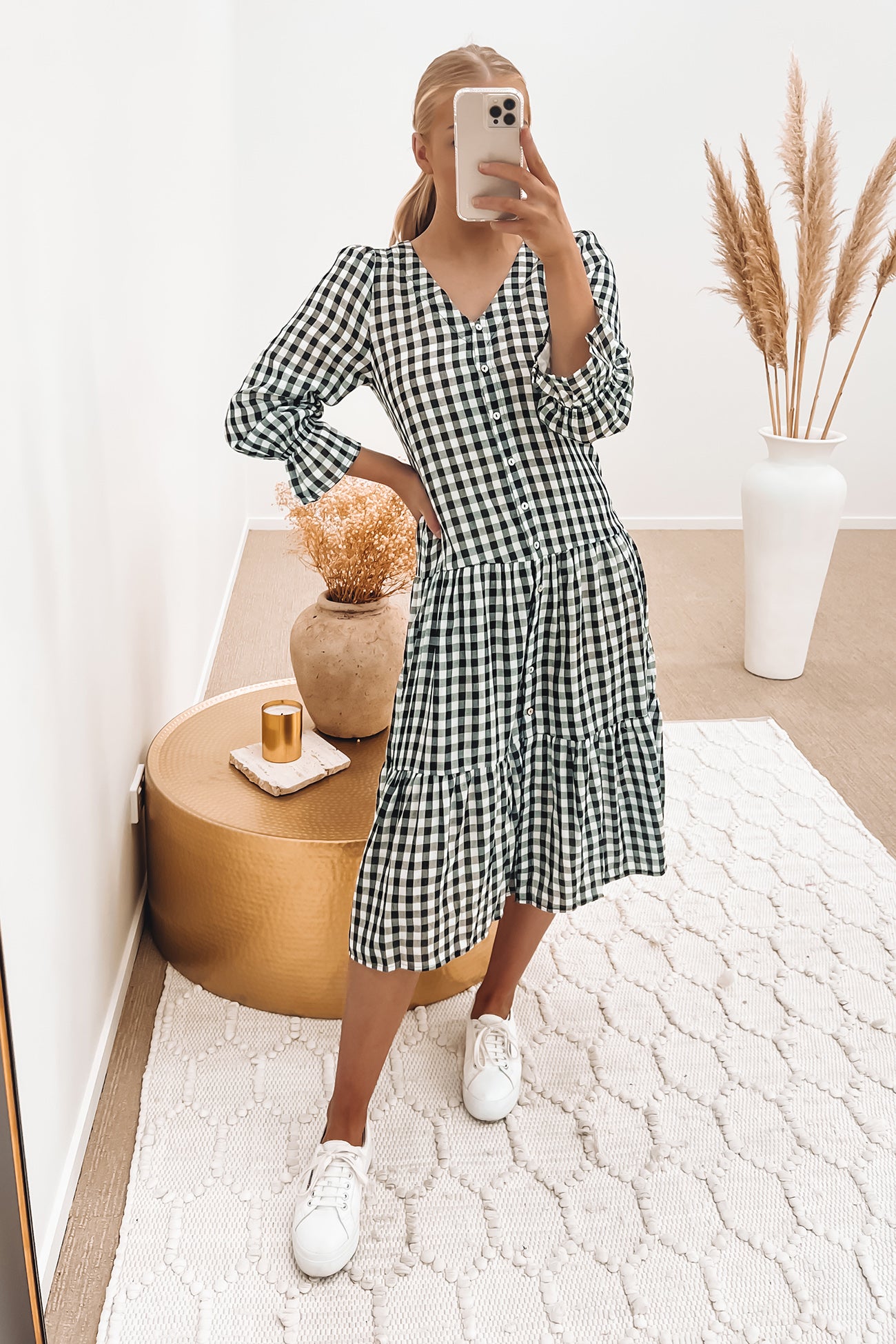 Meeka Midi Dress Black Check