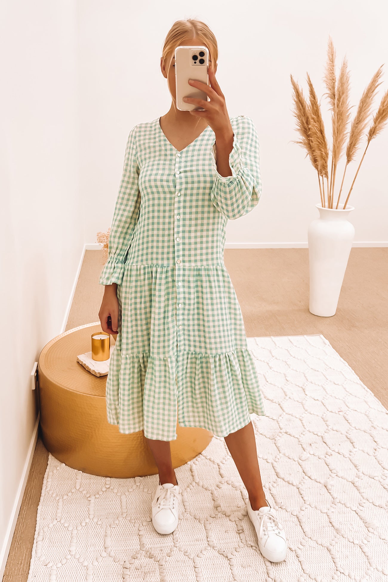 Meeka Midi Dress Blue Check