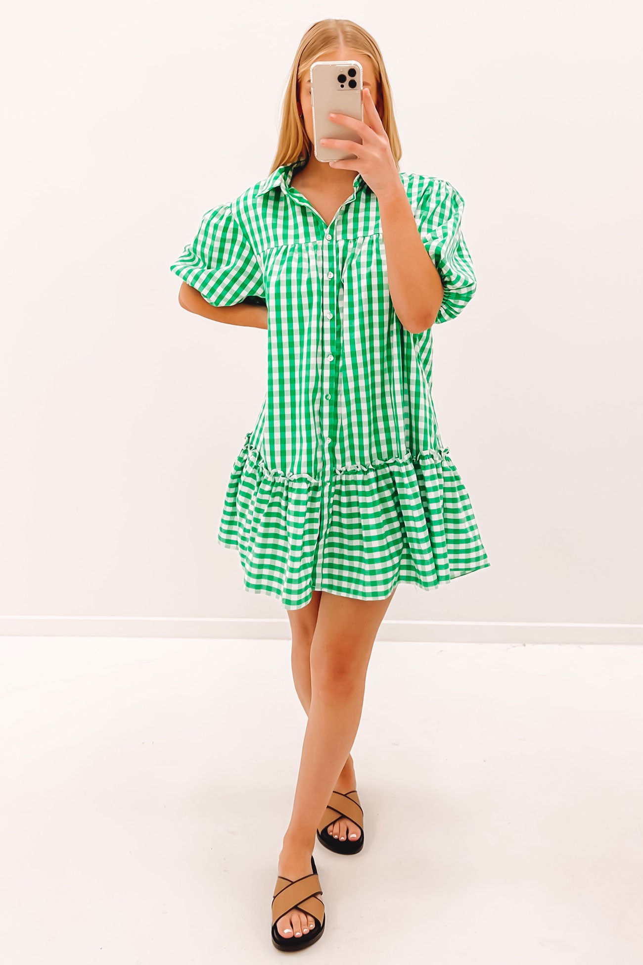 Meg Mini Dress Green Check