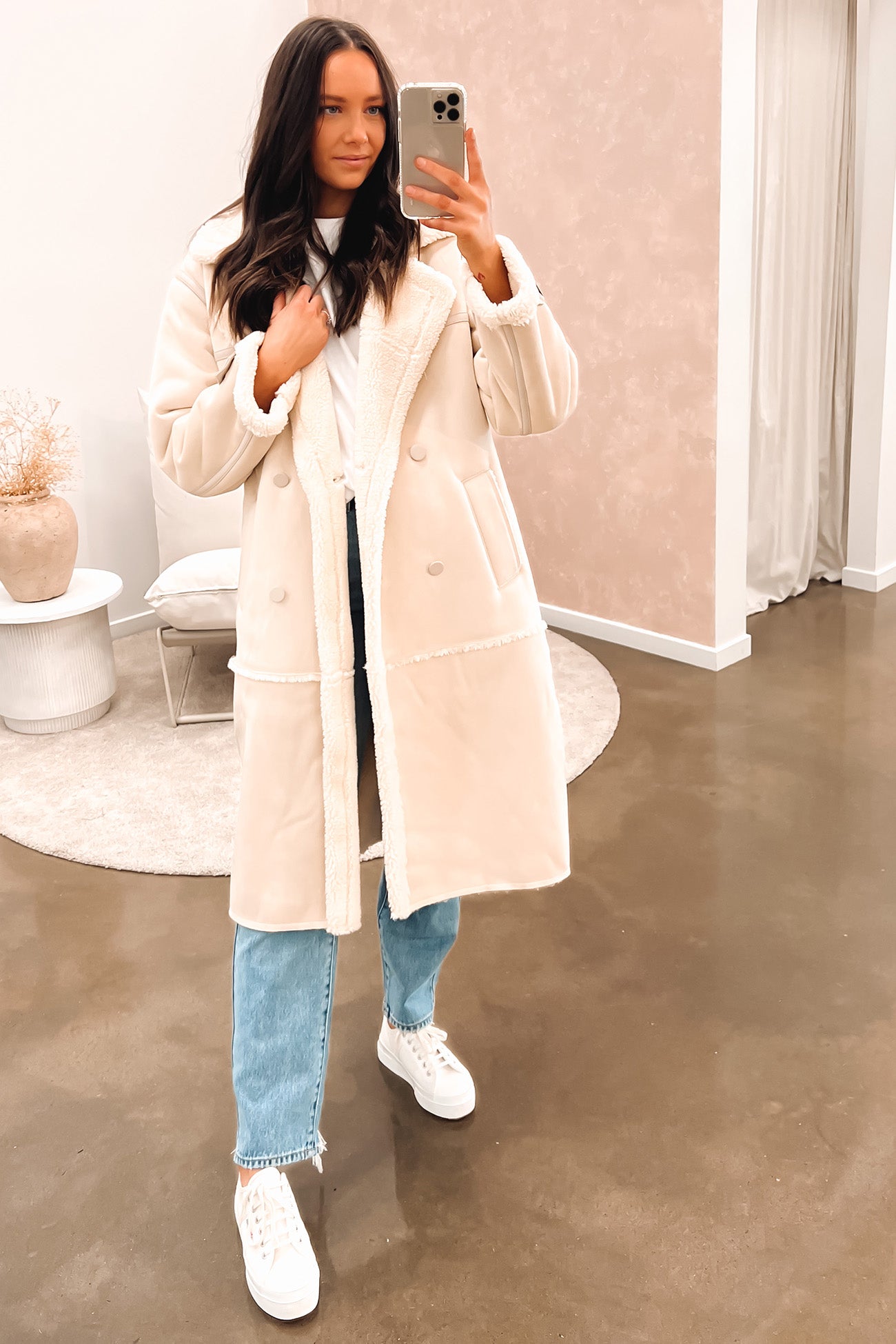 Mia Sherpa Coat Natural