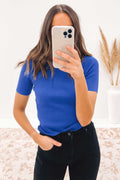 Micaela Ribbed Top Blue