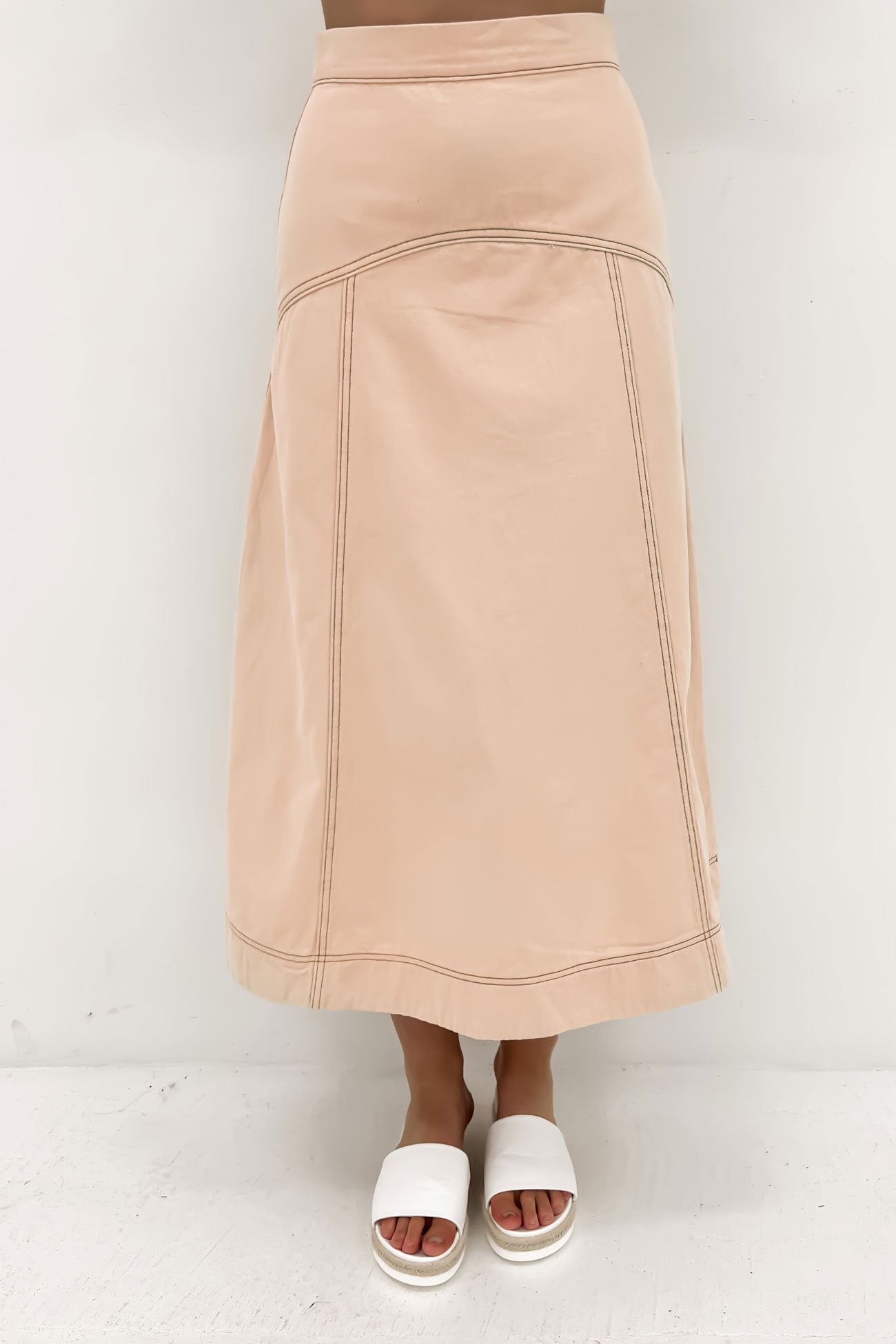 Mikayla Denim Midi Skirt Sand