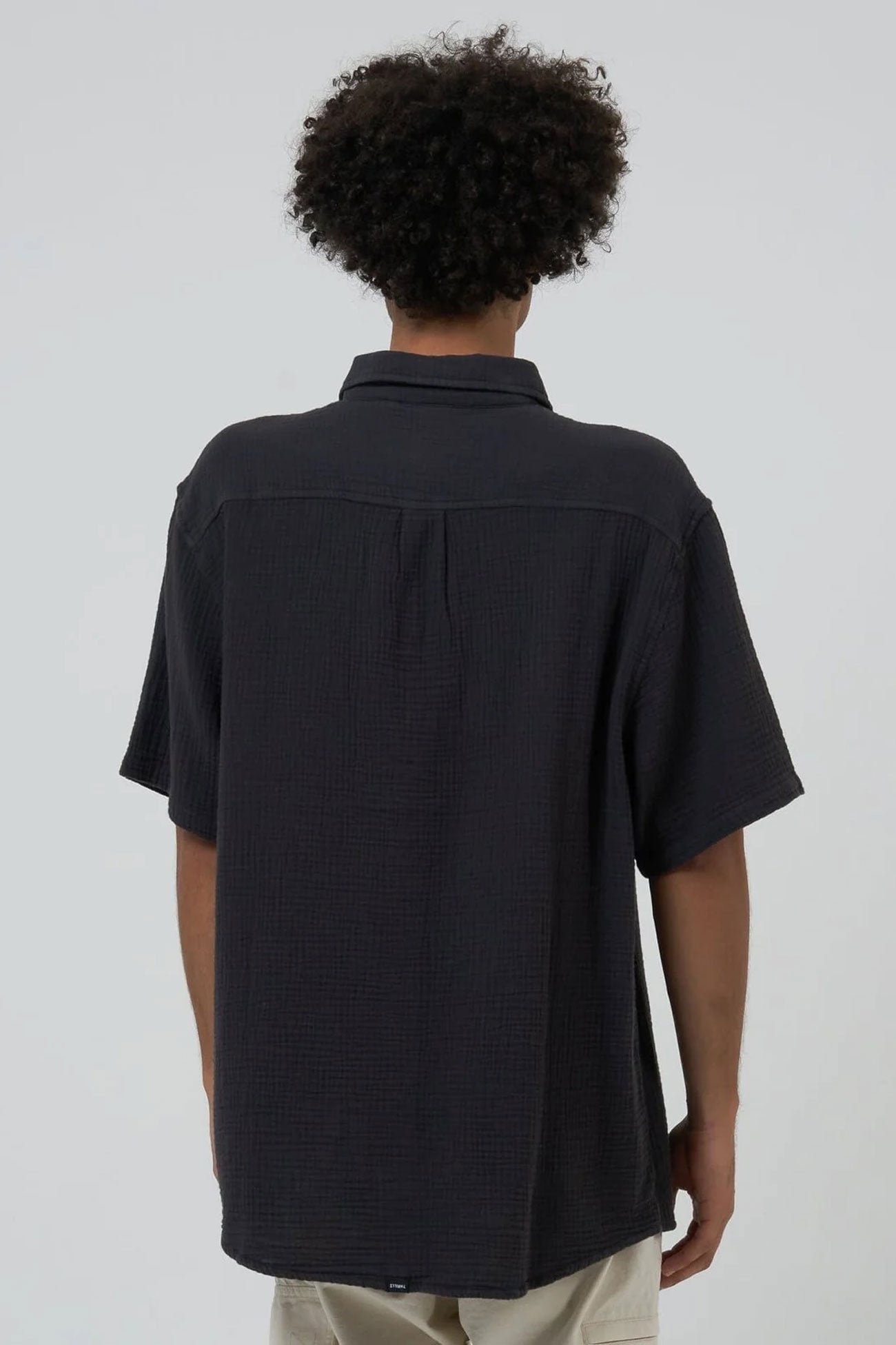 Minimal Thrills Seersucker Short Sleeve Shirt Merch Black