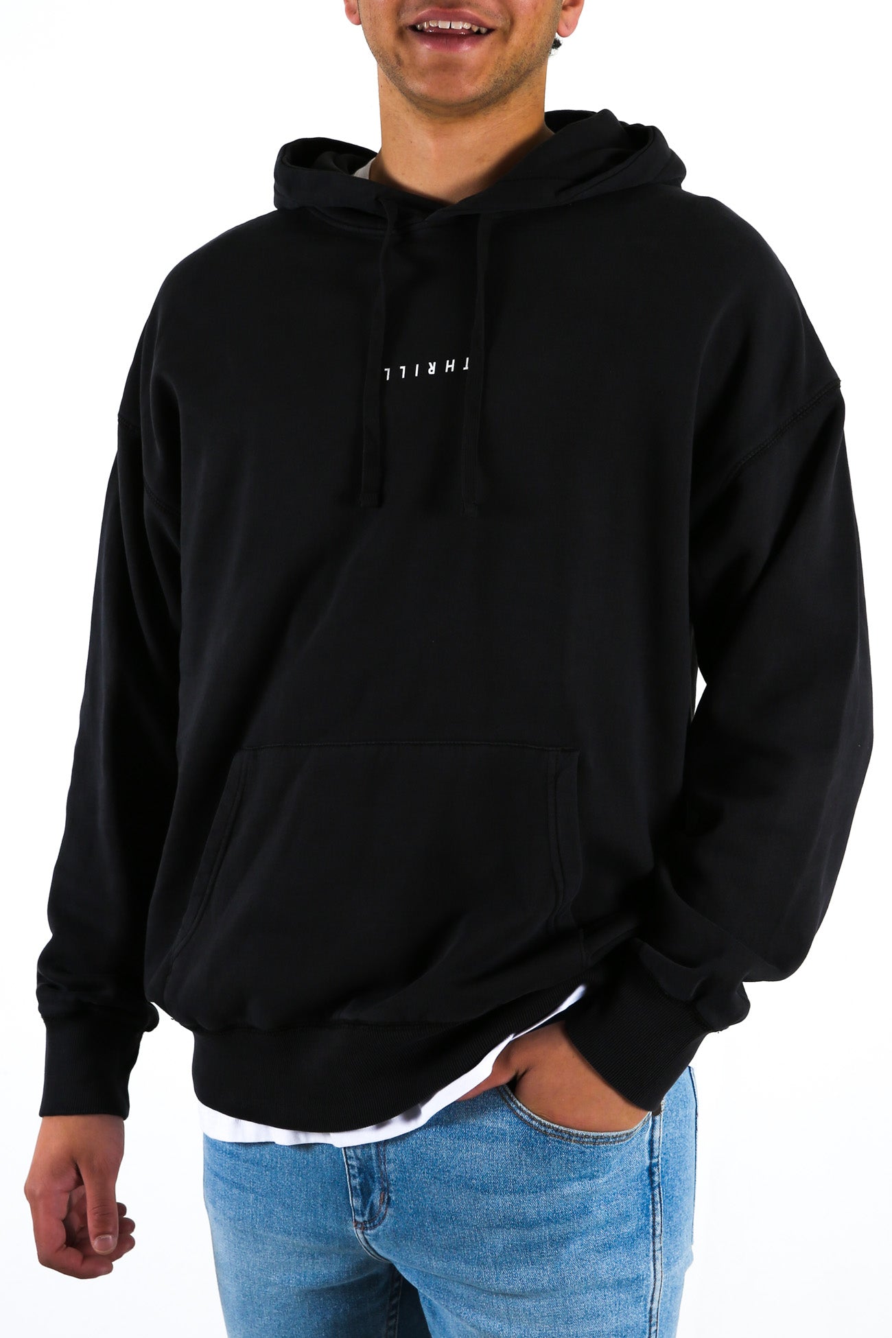 Minimal Thrills Slouch Pull On Hood Heritage Black