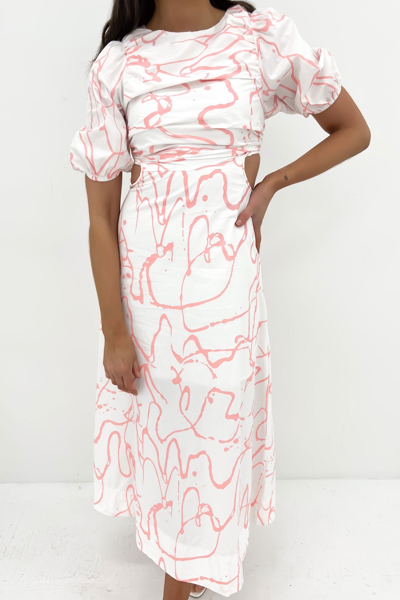 Miya Maxi Dress White Pink