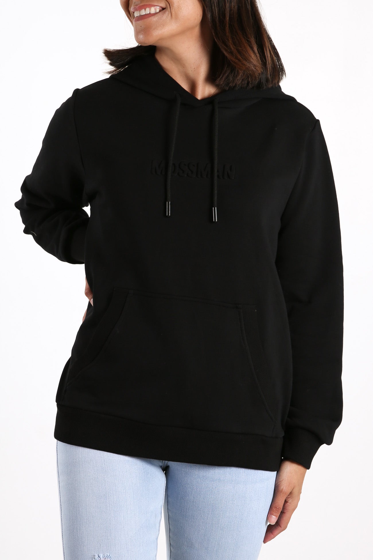 Mossman Embossed Logo Hoodie Black