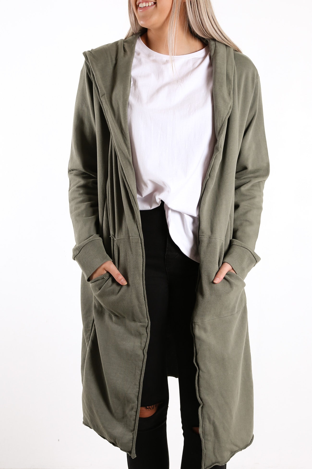 Naomi Hooded Cardigan Khaki