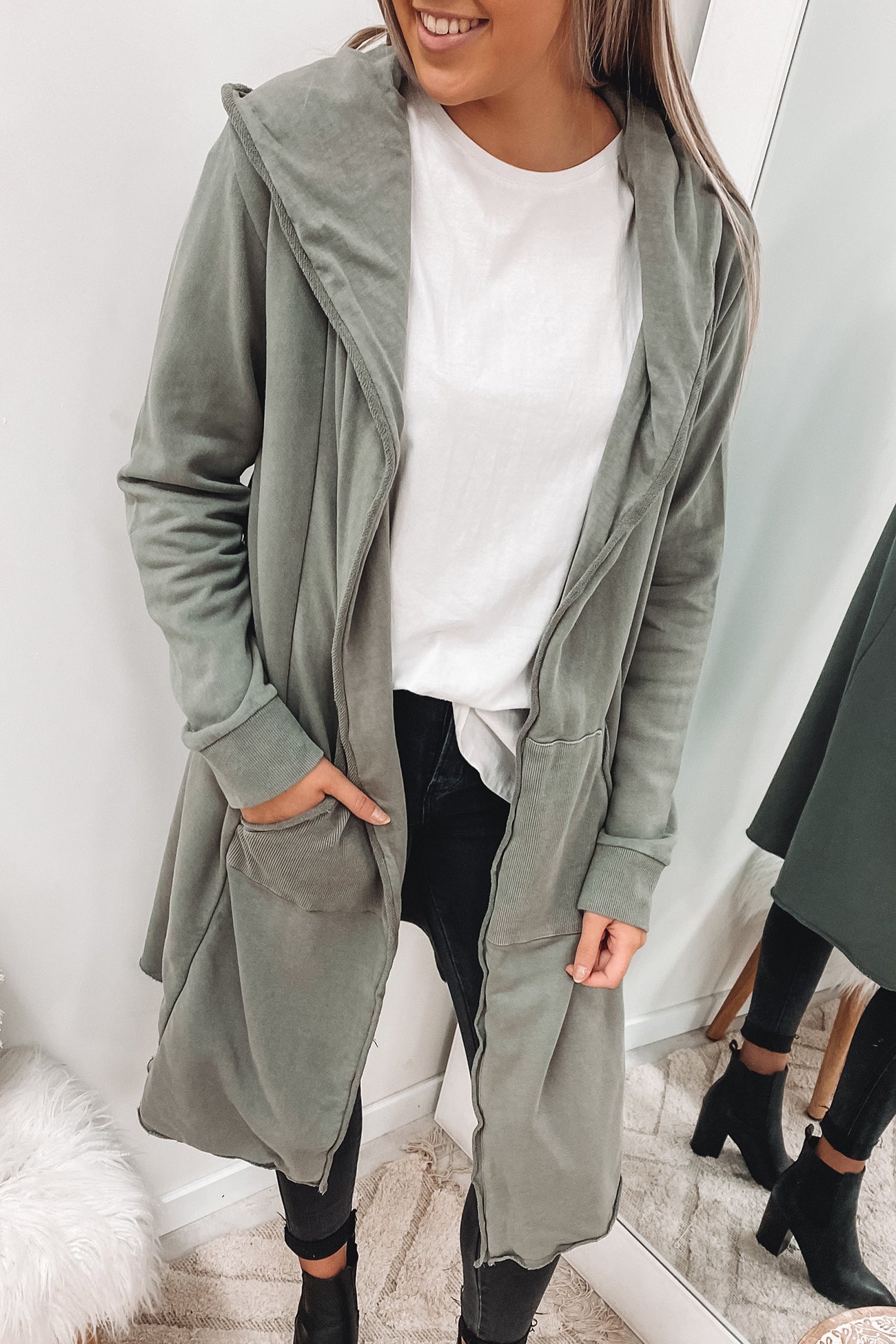 Naomi Hooded Cardigan Khaki