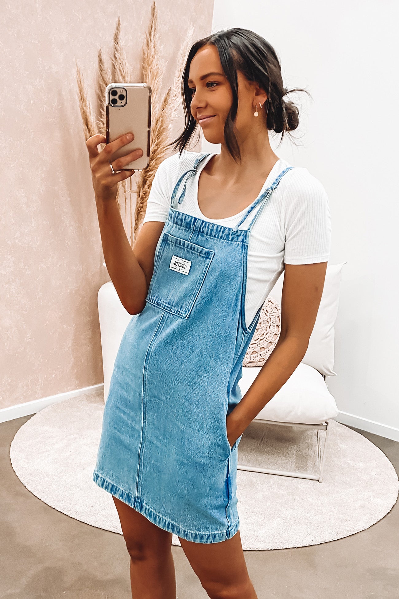 Nevada Denim Pinafore Ice Blue