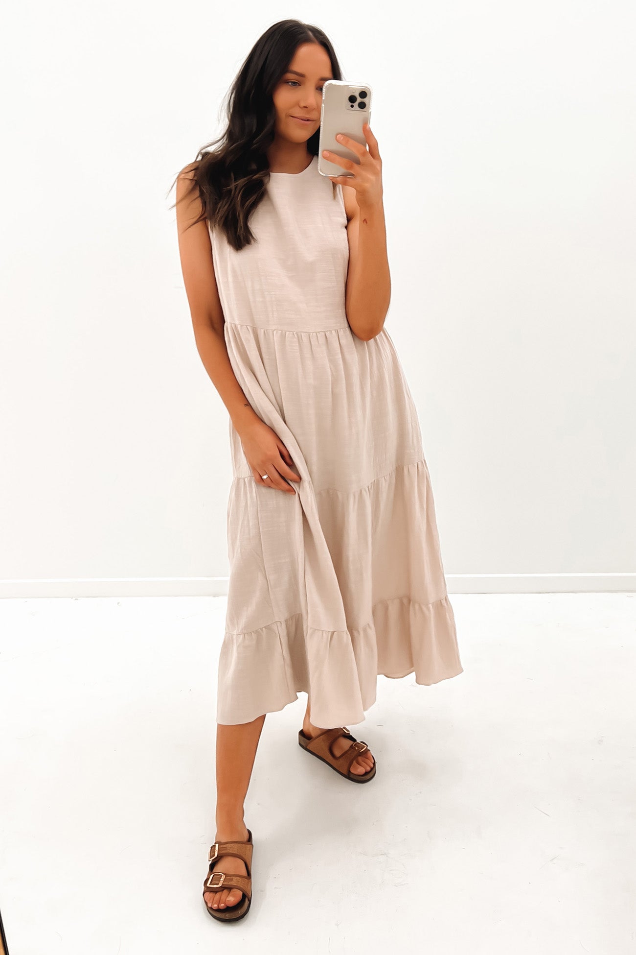 Nicholas Midi Dress Beige