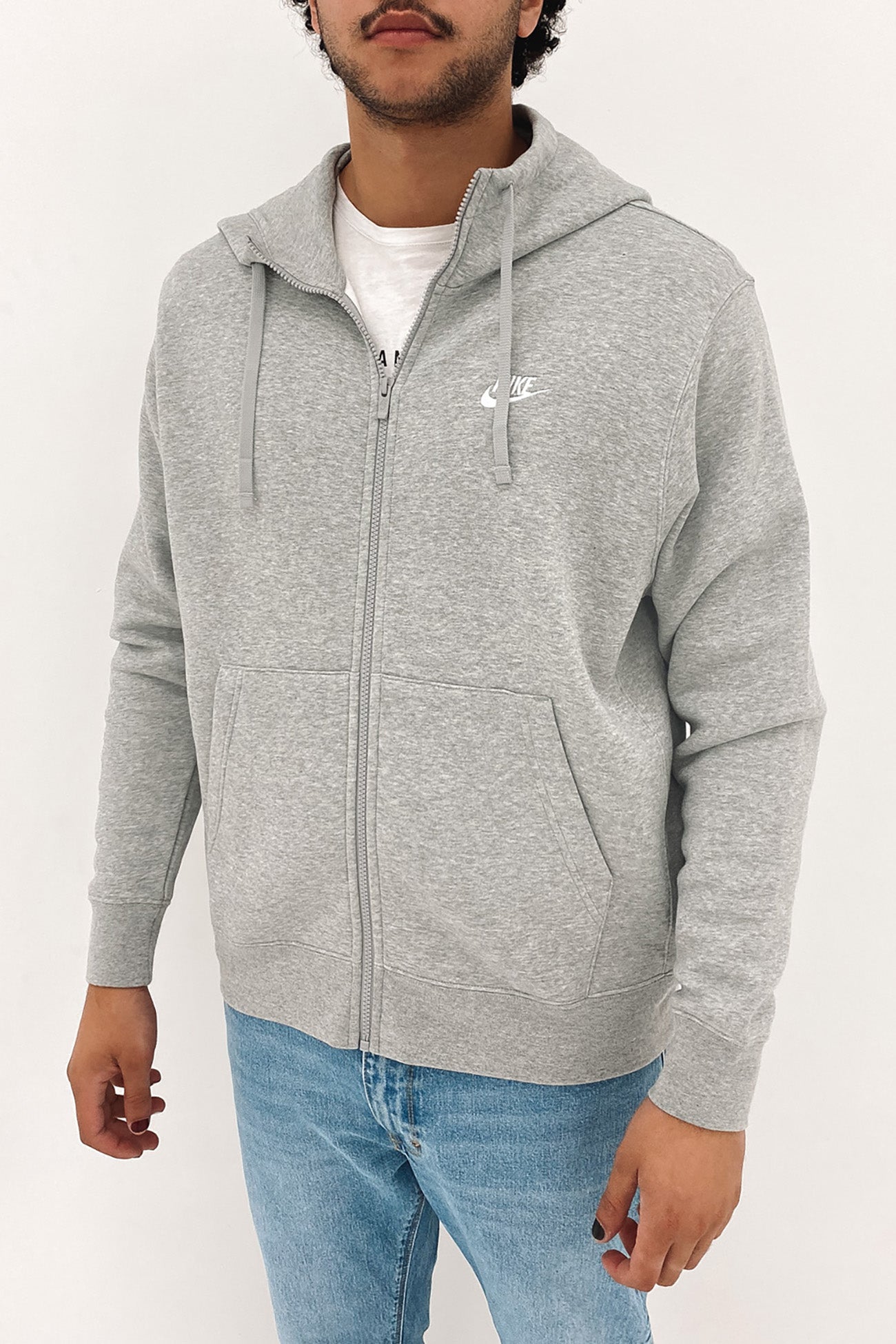 Nike Sportswear Club Fleece Full Zip Hoodie Dark Grey Heather