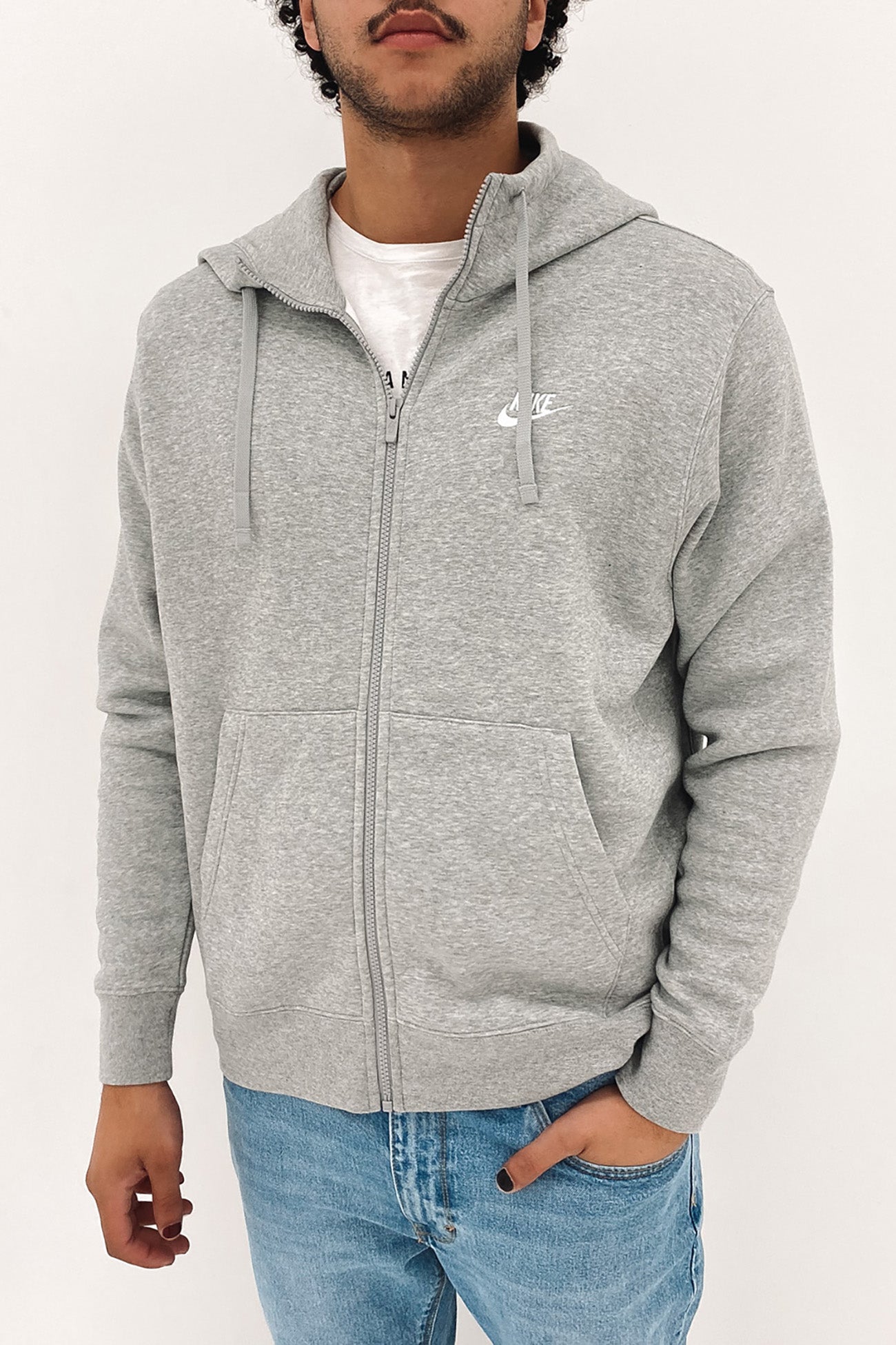 Nike Sportswear Club Fleece Full Zip Hoodie Dark Grey Heather