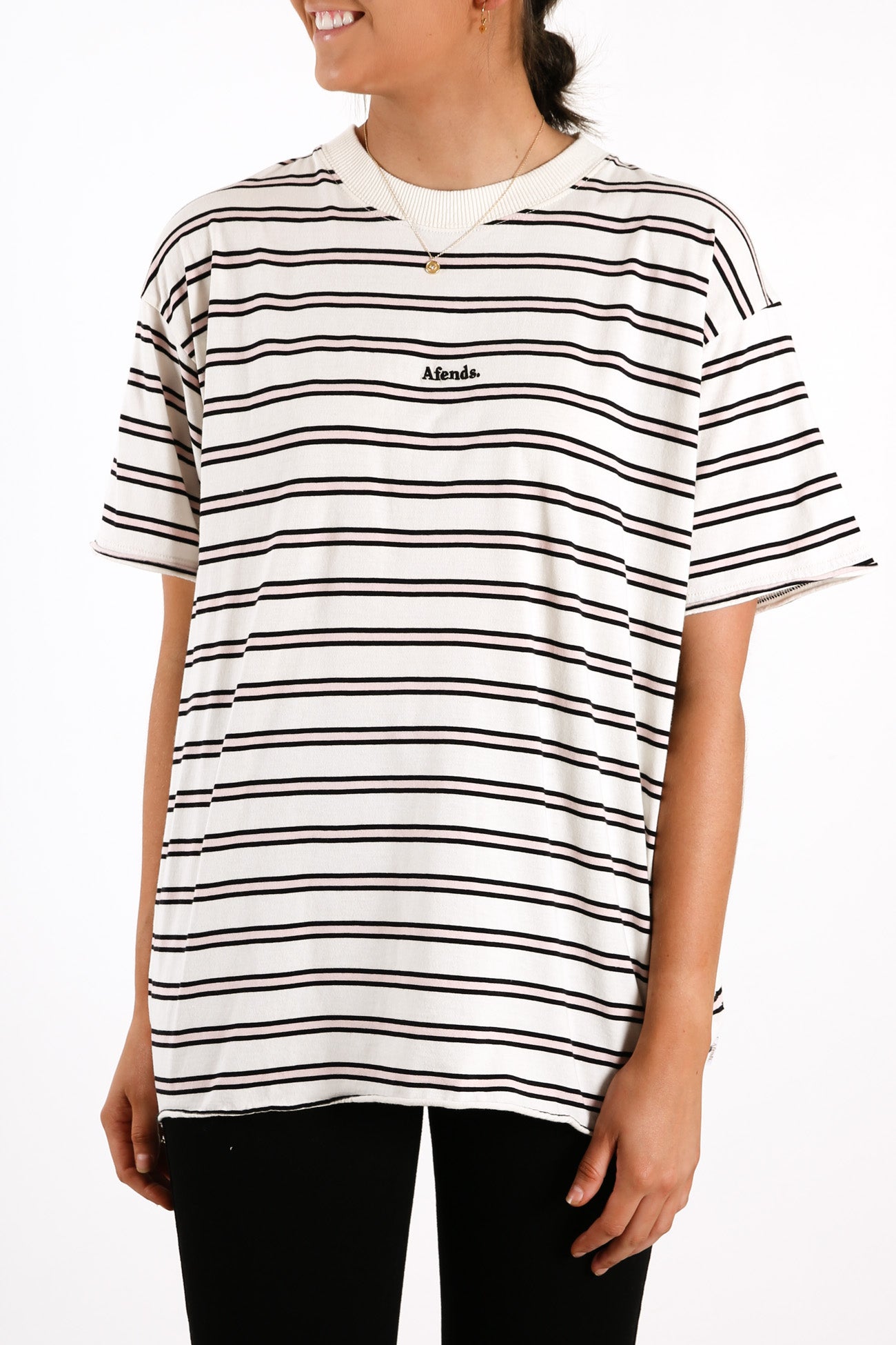 Niko Stripe Oversized Tee Off White