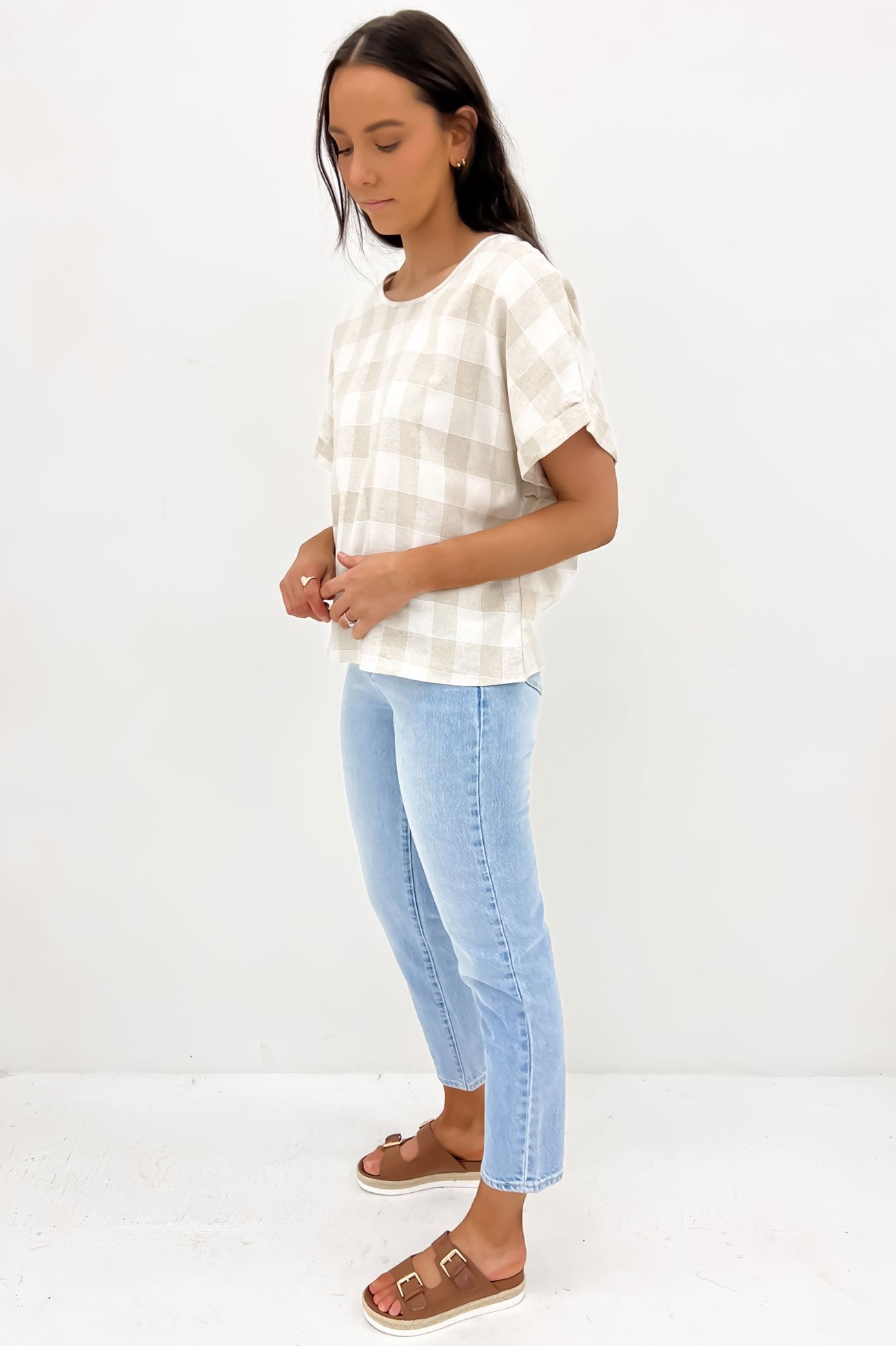 Albon Top Beige Check