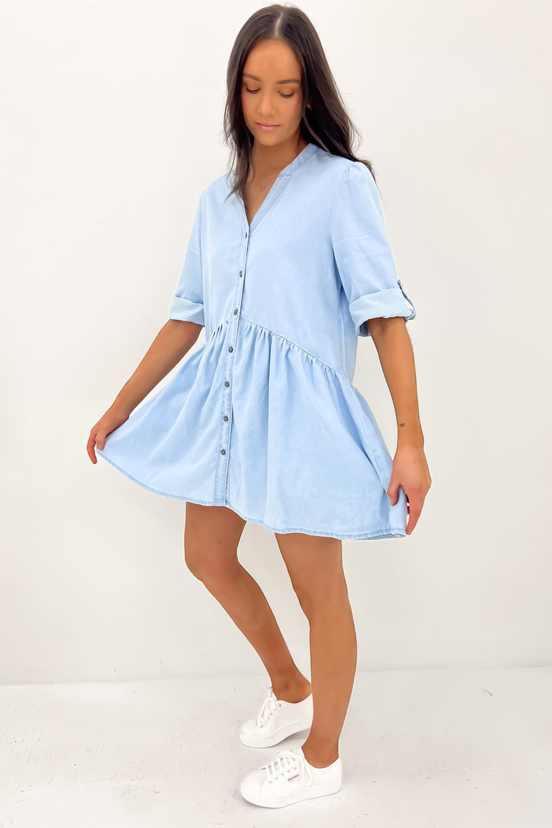 Blue denim cheap mini dress