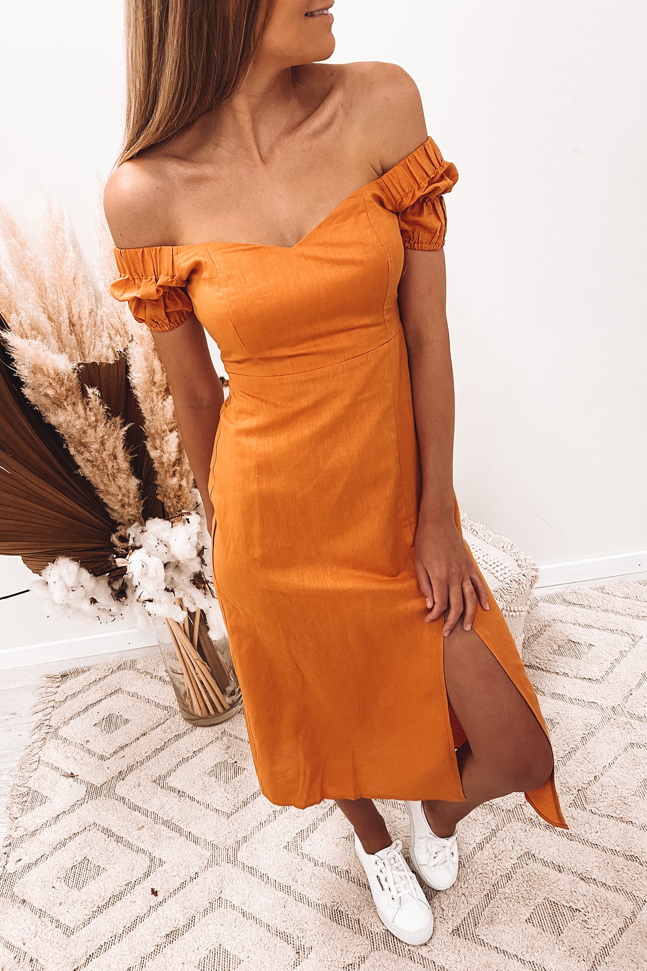 Nyha Midi Dress Rust