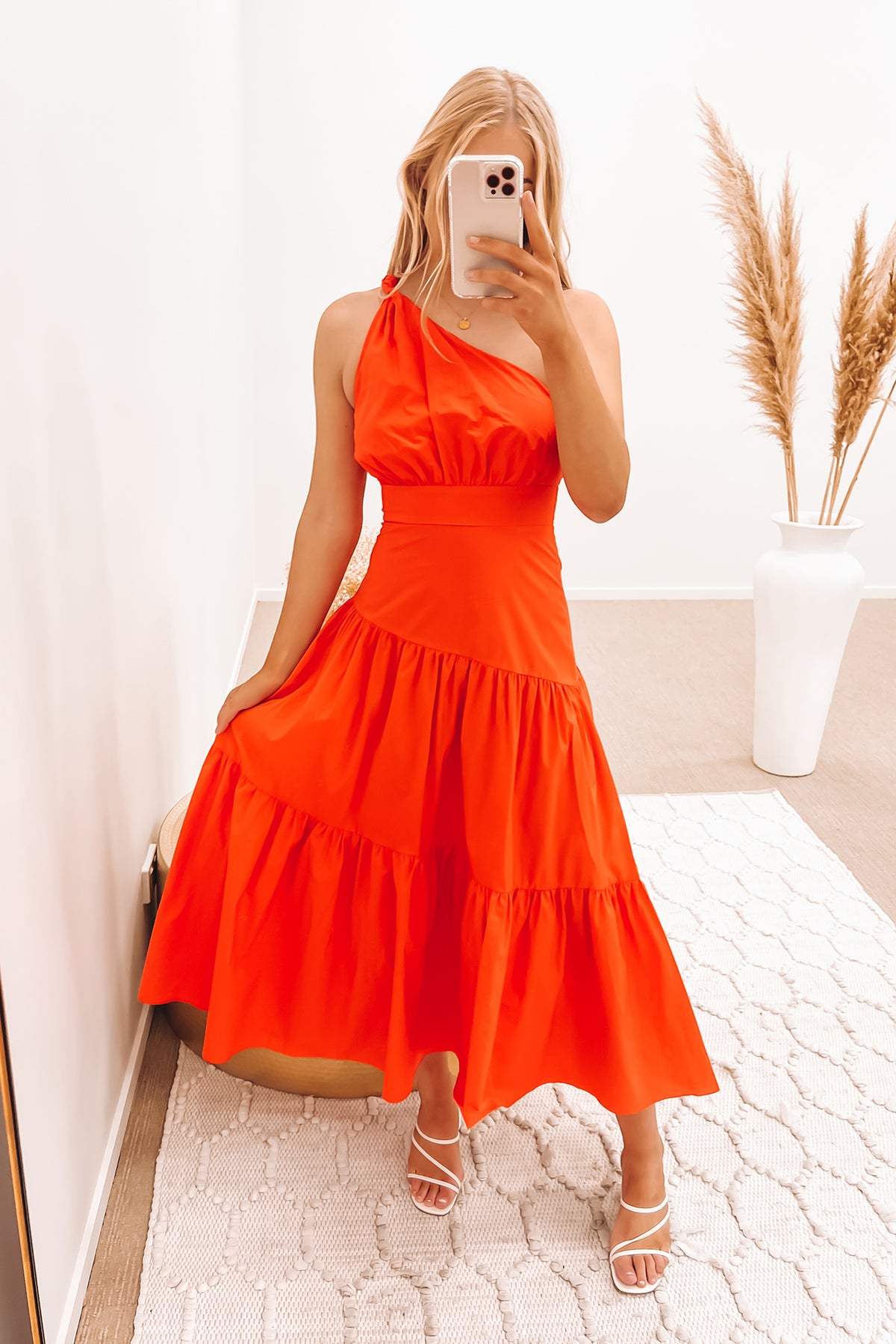 Coral clearance midi dress