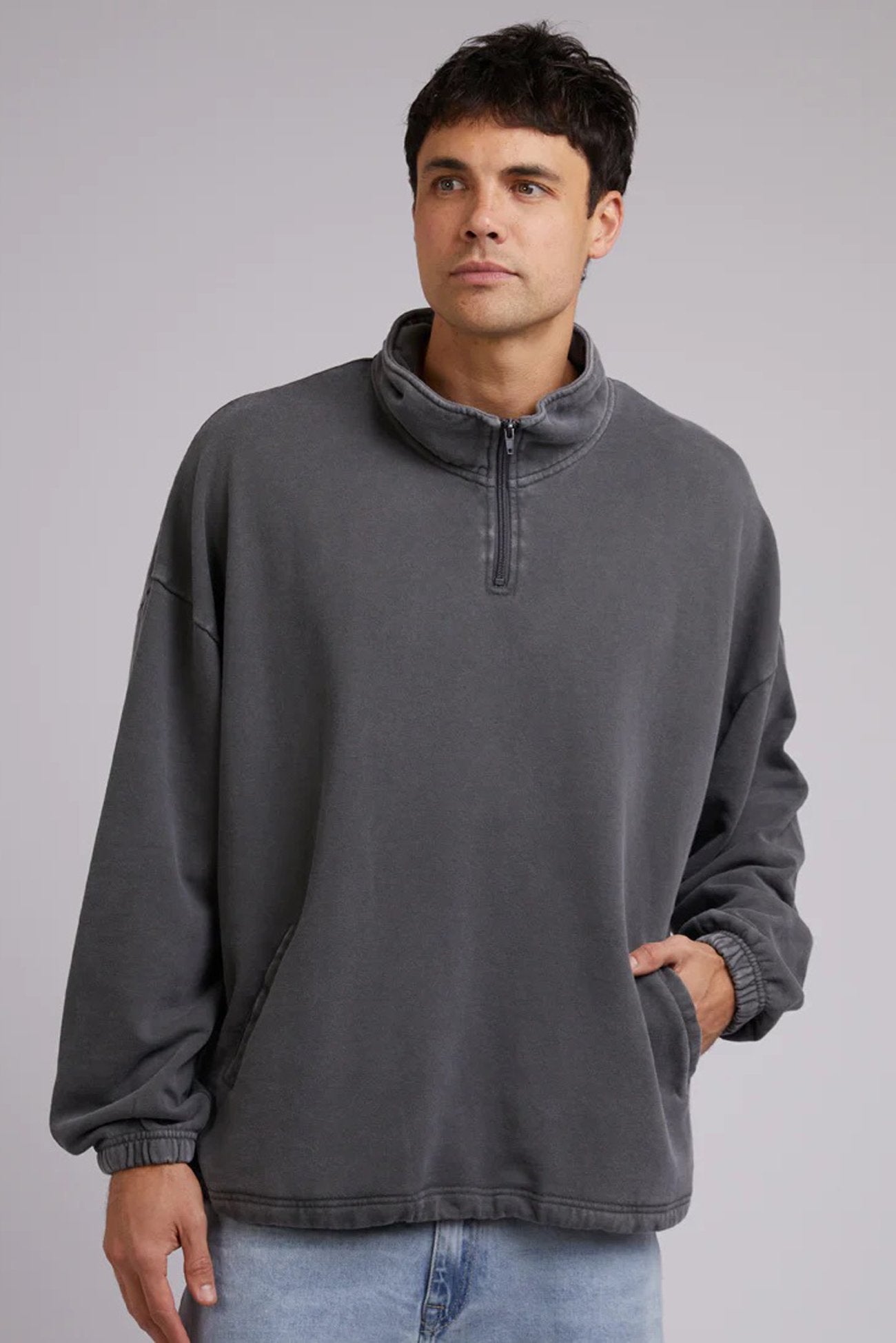 Oversized 1/4 Zip Jumper Coal