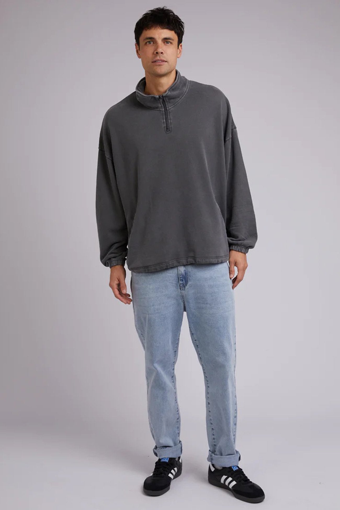 Oversized 1/4 Zip Jumper Coal