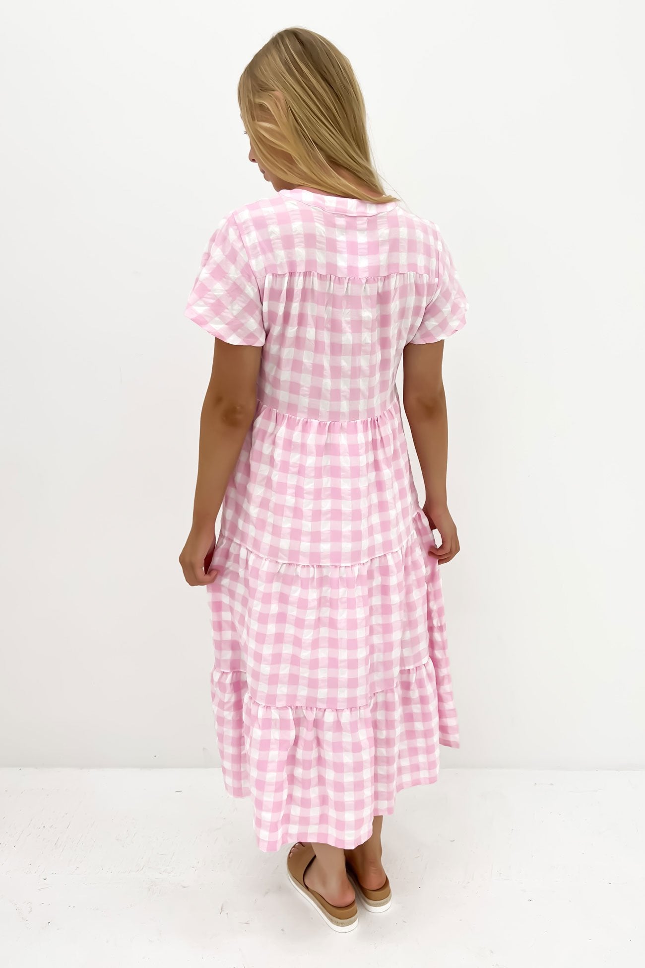 Owen Midi Dress Pink Gingham