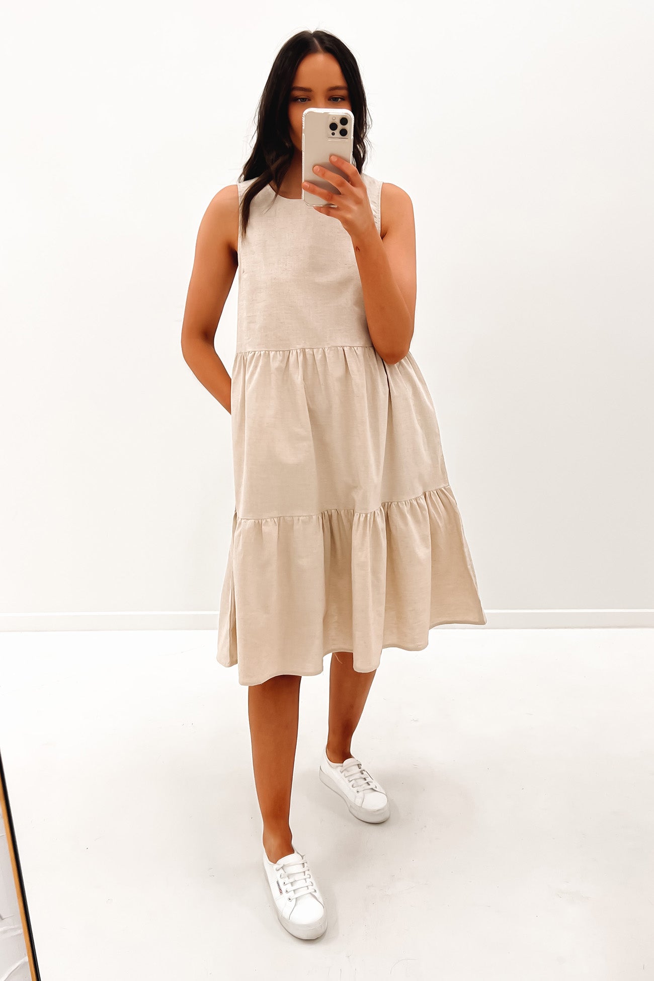 Peyton Midi Dress Beige