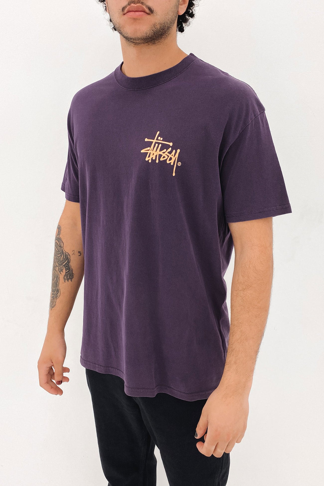 Pigment Shadow Graffiti Short Sleeve Tee Aubergine