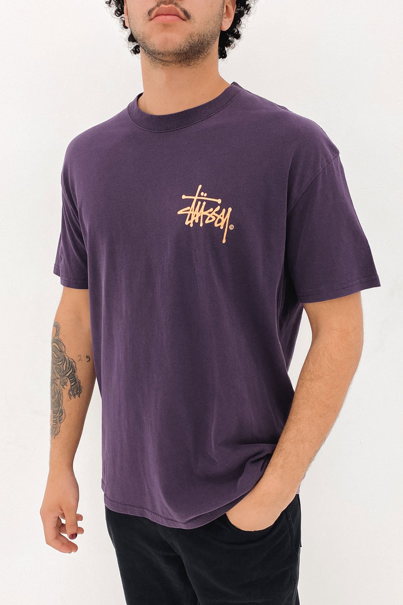 Pigment Shadow Graffiti Short Sleeve Tee Aubergine