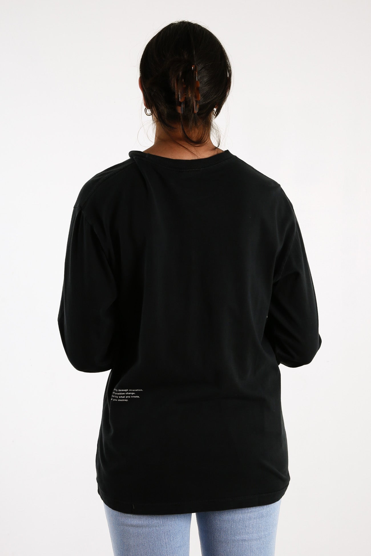 Premium Organic Retro Fit Long Sleeve Tee Black