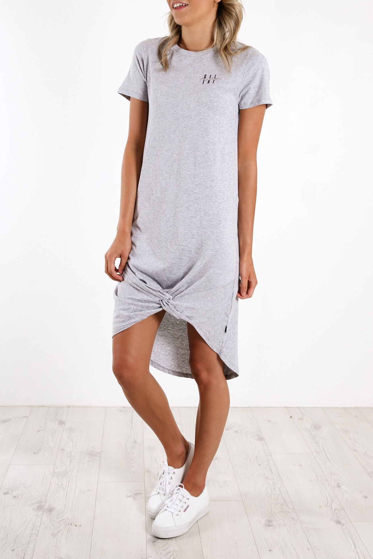 Present Twisted Tee Dress Grey Marle