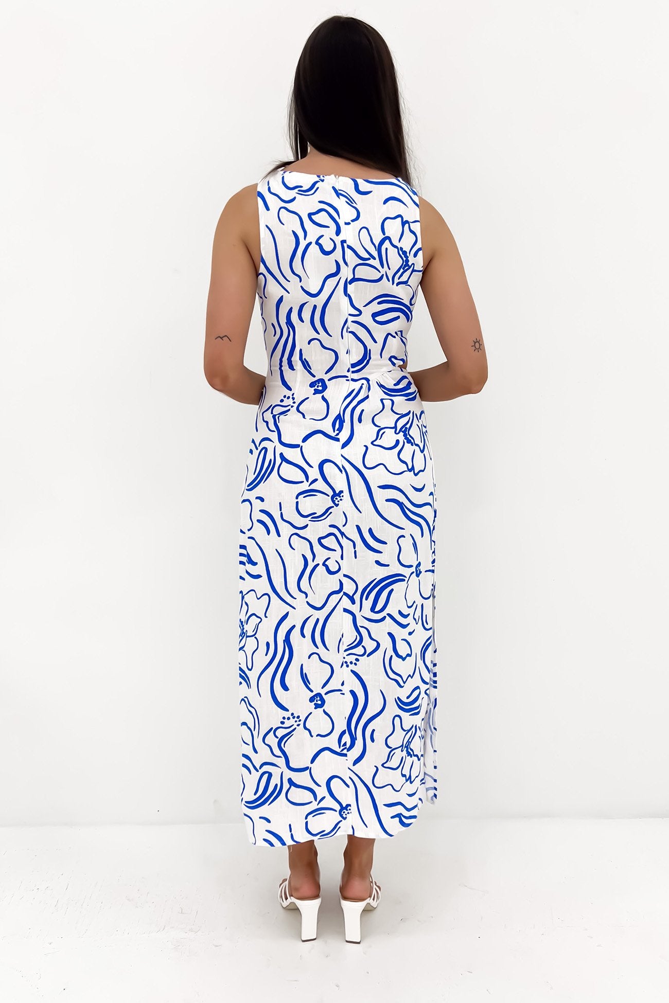 Prina Maxi Dress White Blue