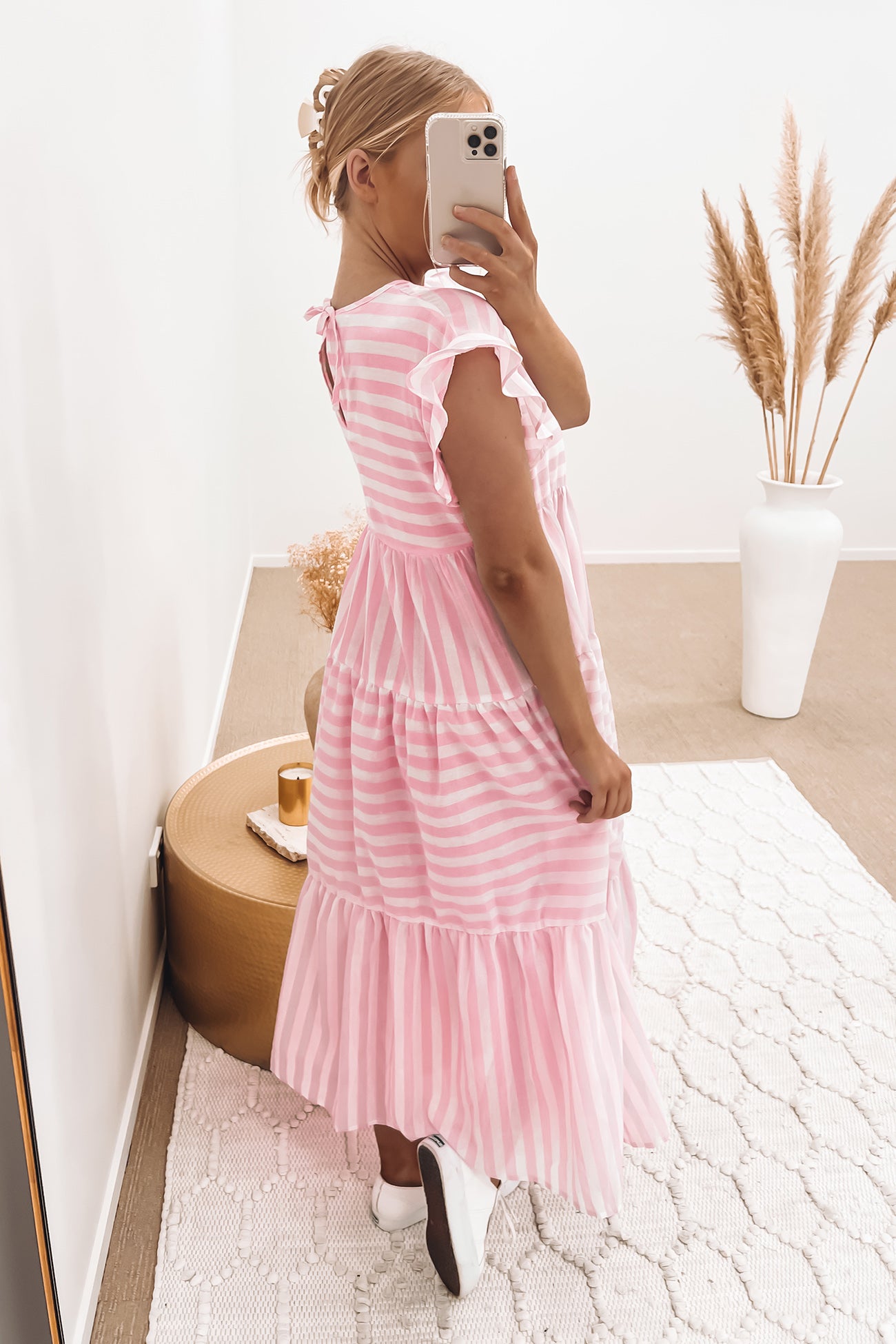 Rayna Midi Dress Pink Stripe