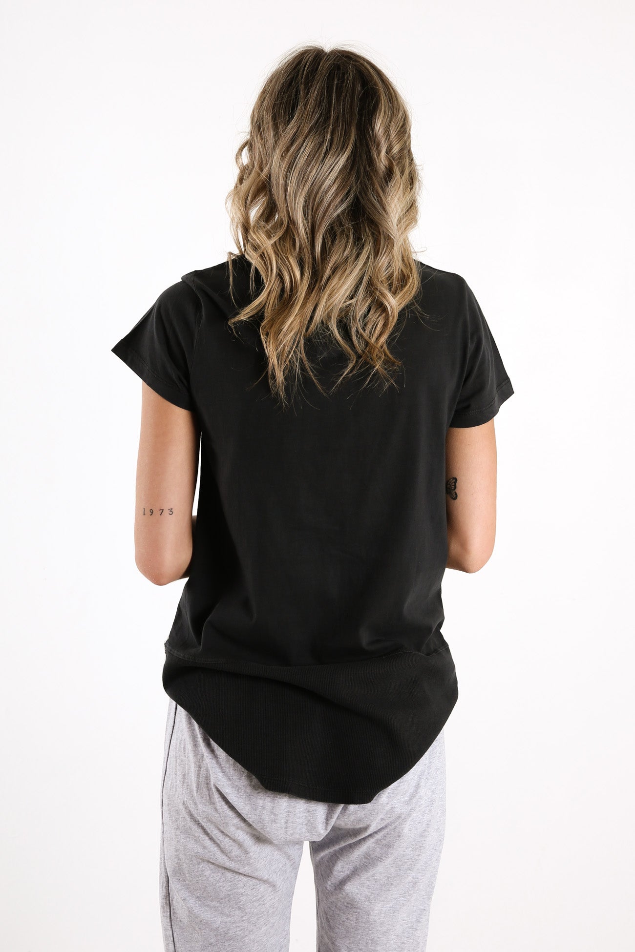 Rib Short Sleeve Tee Washed Black