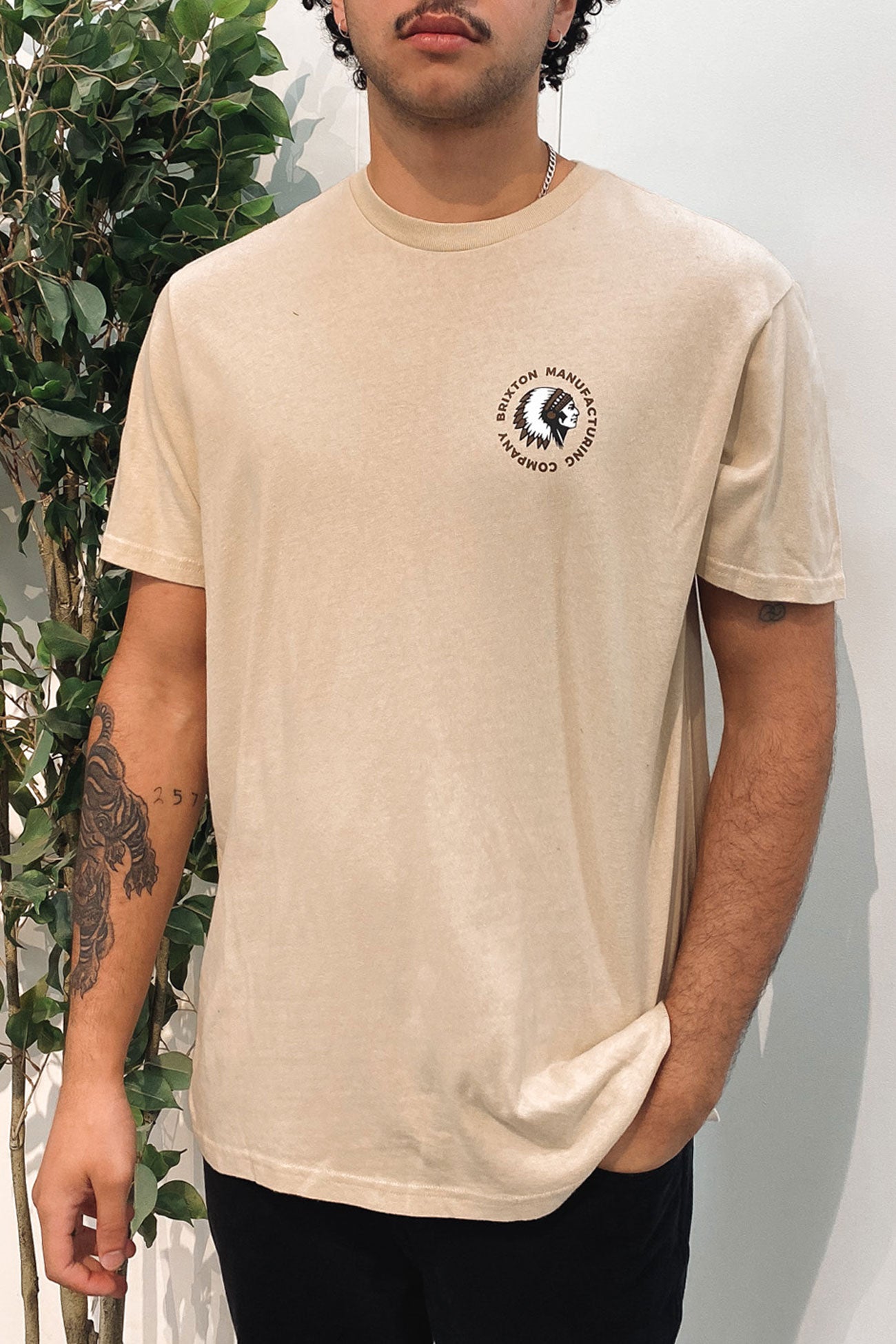 Rival Stamp Short Sleeve Standard Cream Bison Garment Dye