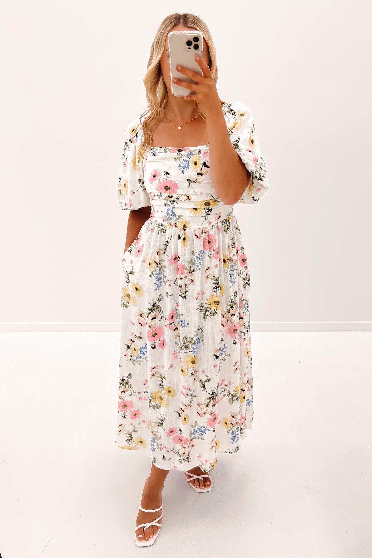 Ryder Midi Dress White Floral