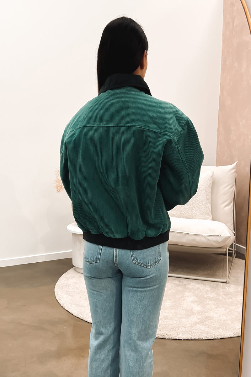 Green corduroy 2025 bomber jacket