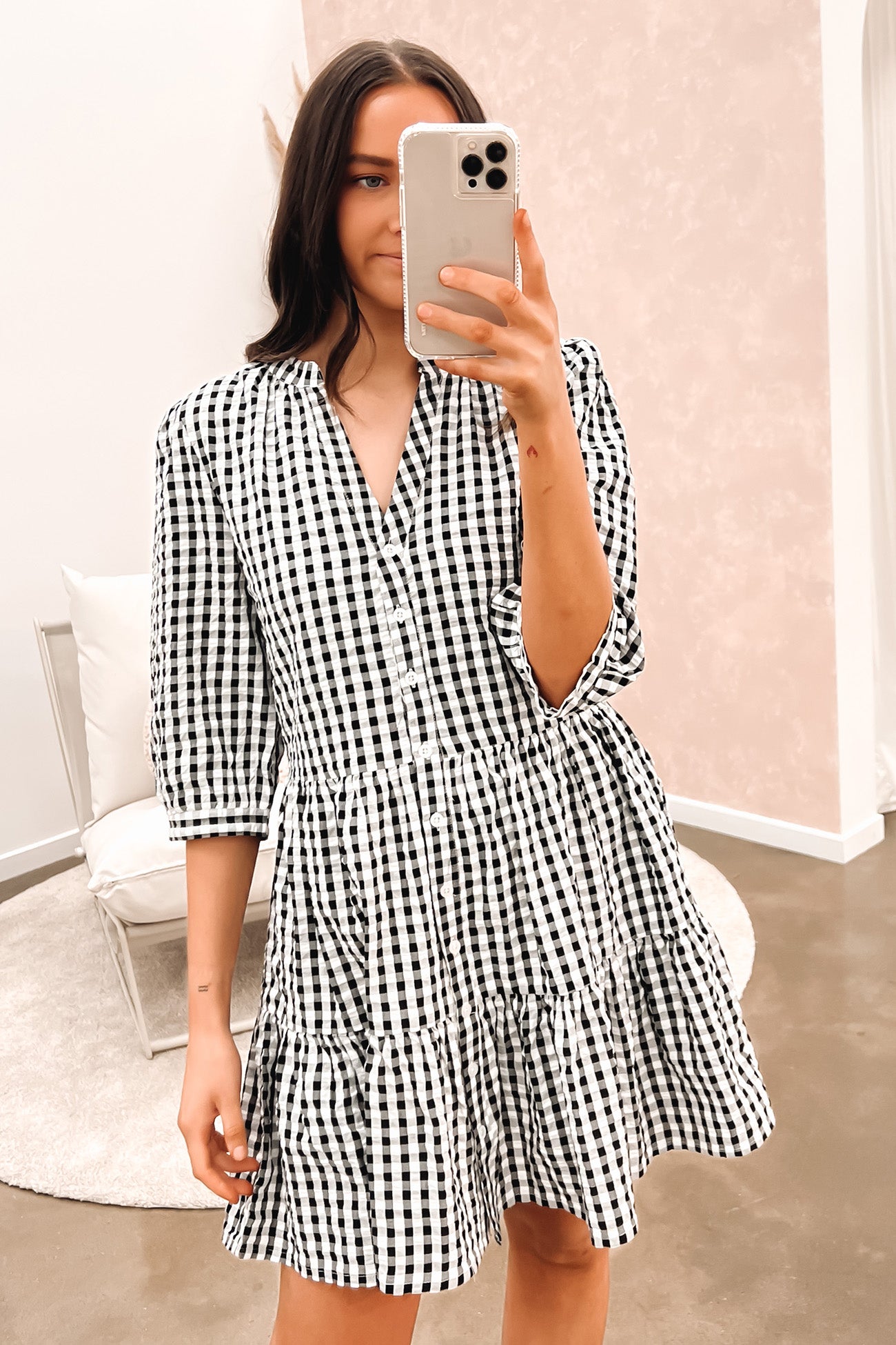 Scarlett Mini Dress Black Gingham