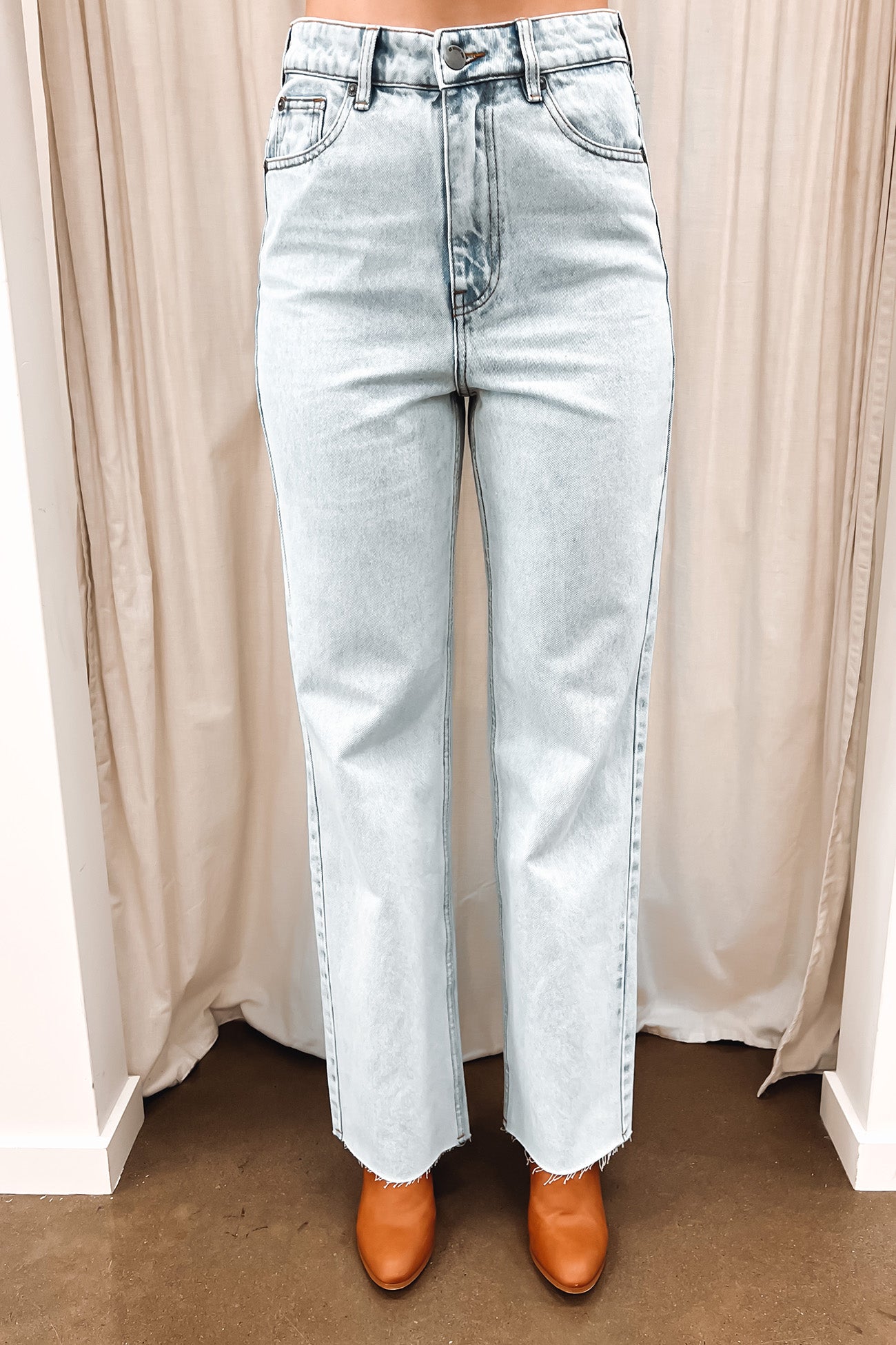 Skye High Rise Straight Leg Jean Light Blue