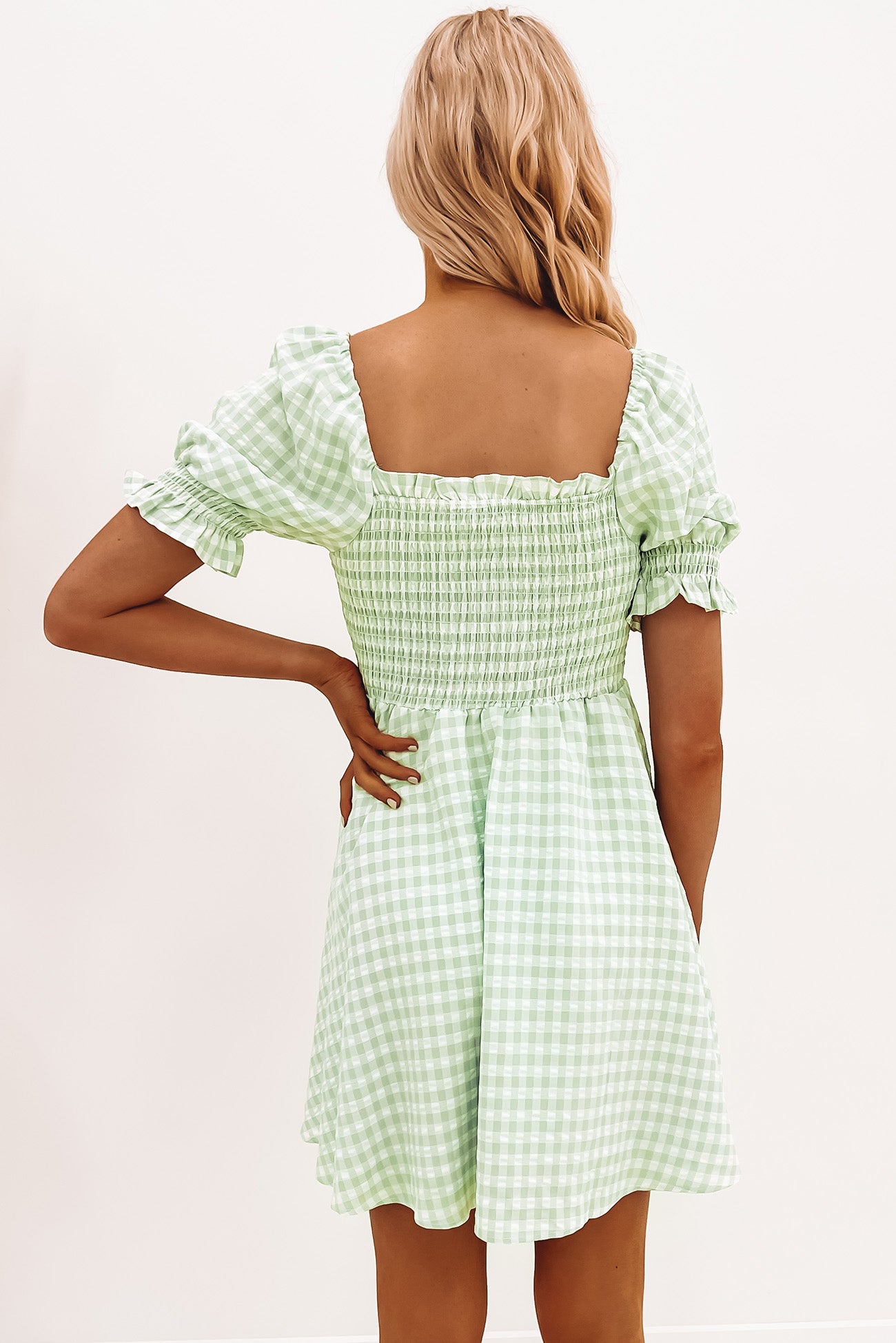 Sola Mini Dress Sage Check