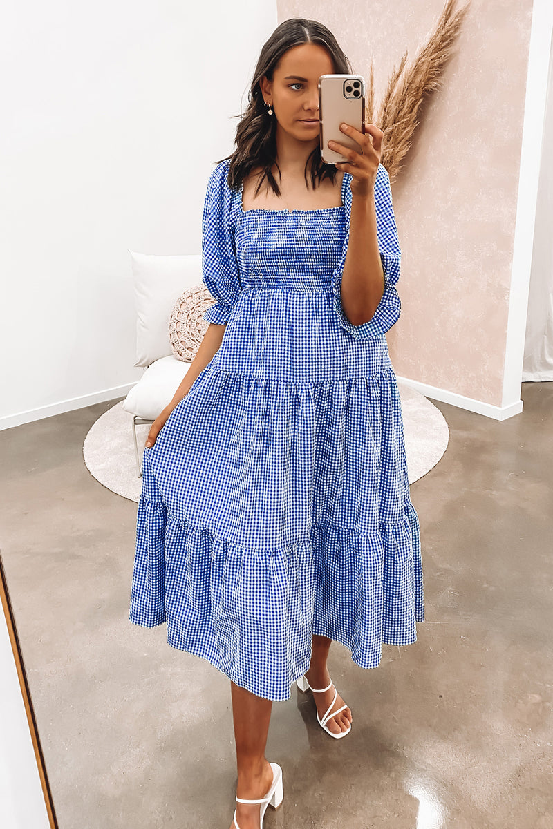 Stevie Midi Dress Blue - Jean Jail