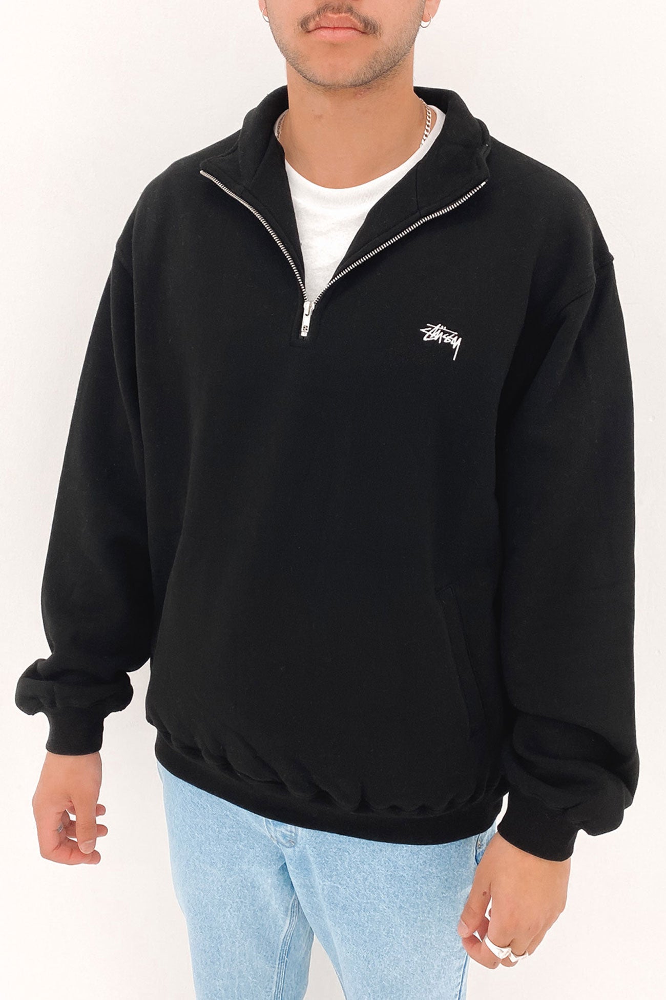 Stock Logo Mock Neck Fleece Pigment Black